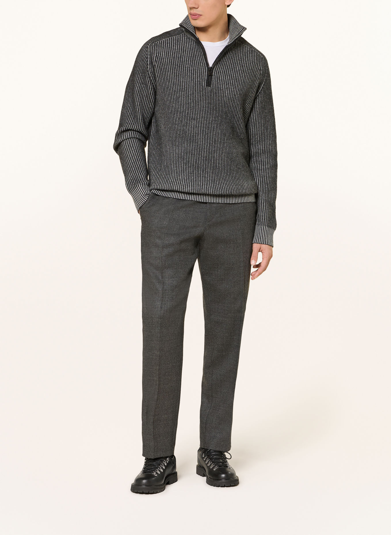 BOGNER Pull à col roulé DWAYNE avec cachemire: GRIS CLAIR / GRIS FONCÉ