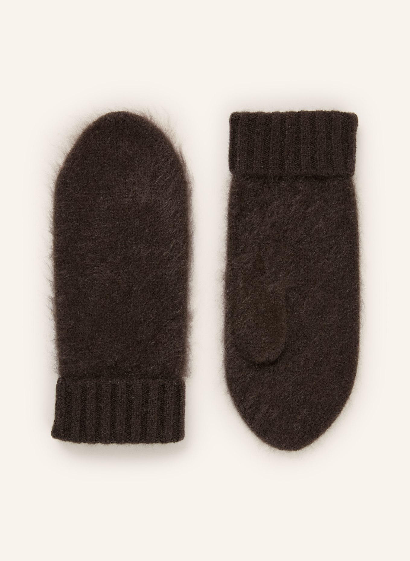 MRS & HUGS Moufles en cachemire: MARRON FONCÉ