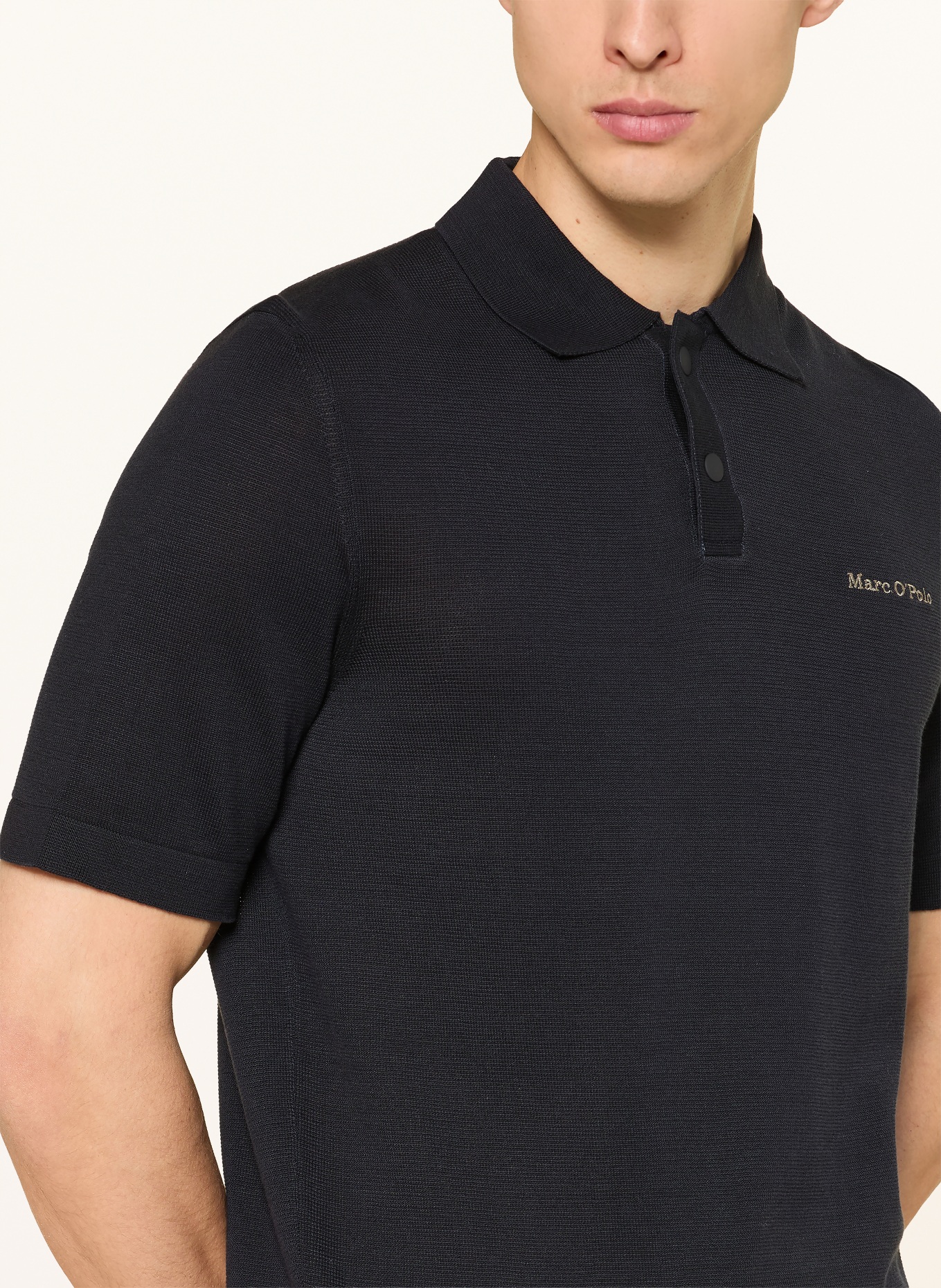 Marc O'Polo knitted polo shirt: DARK BLUE