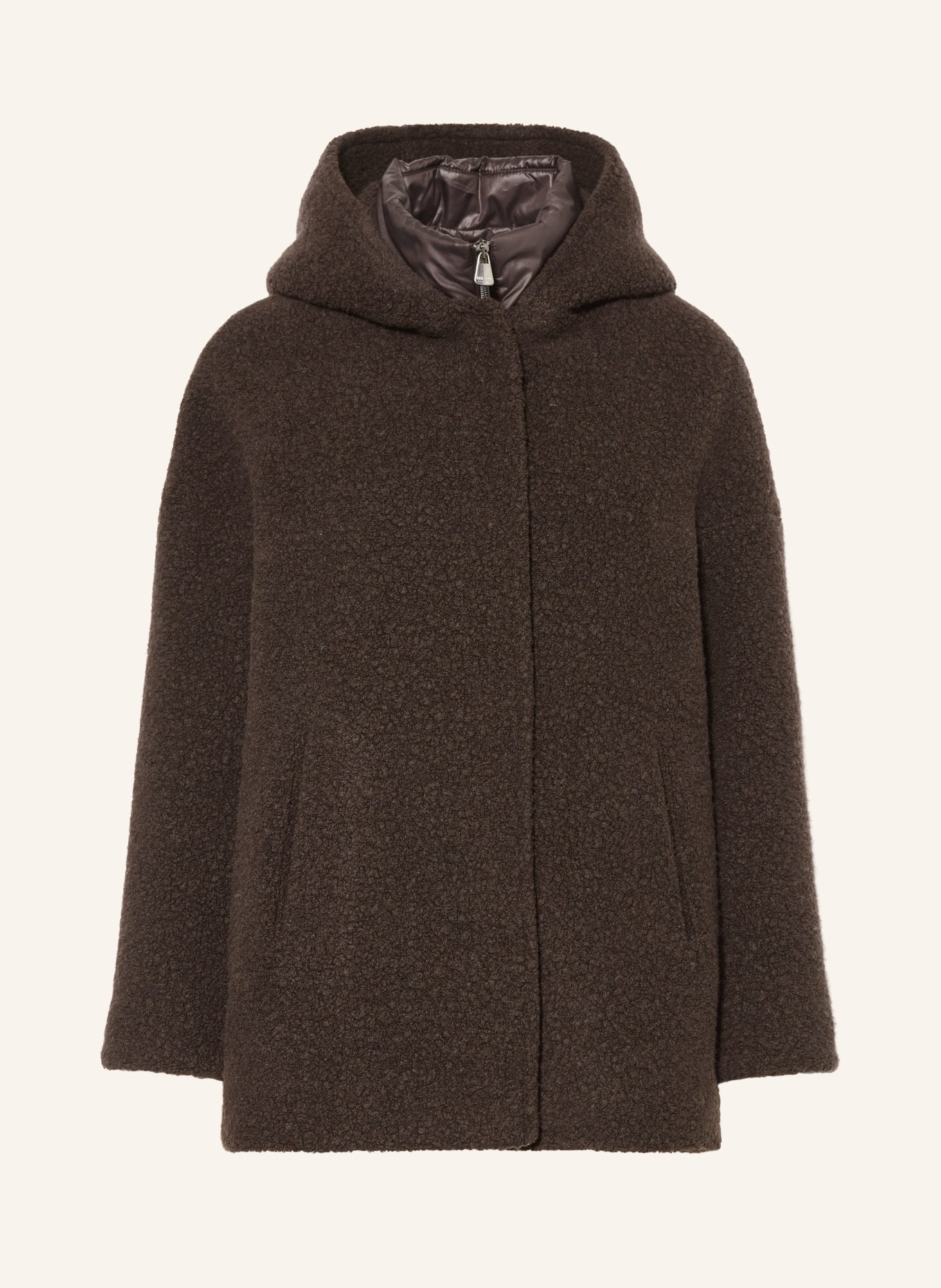 ICONS CINZIA ROCCA Teddy fur jacket with removable trim: DARK BROWN
