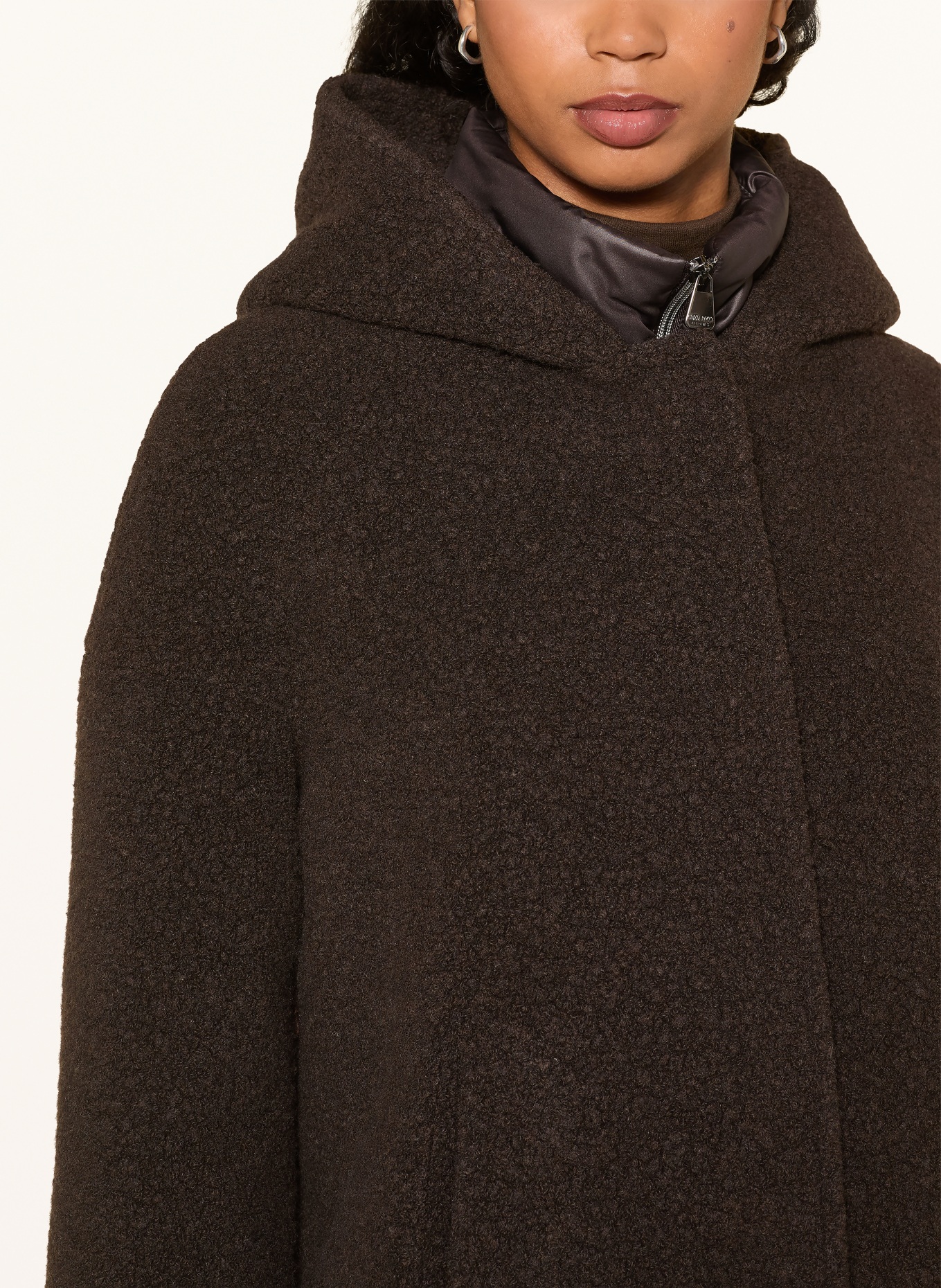 ICONS CINZIA ROCCA Teddy fur jacket with removable trim: DARK BROWN