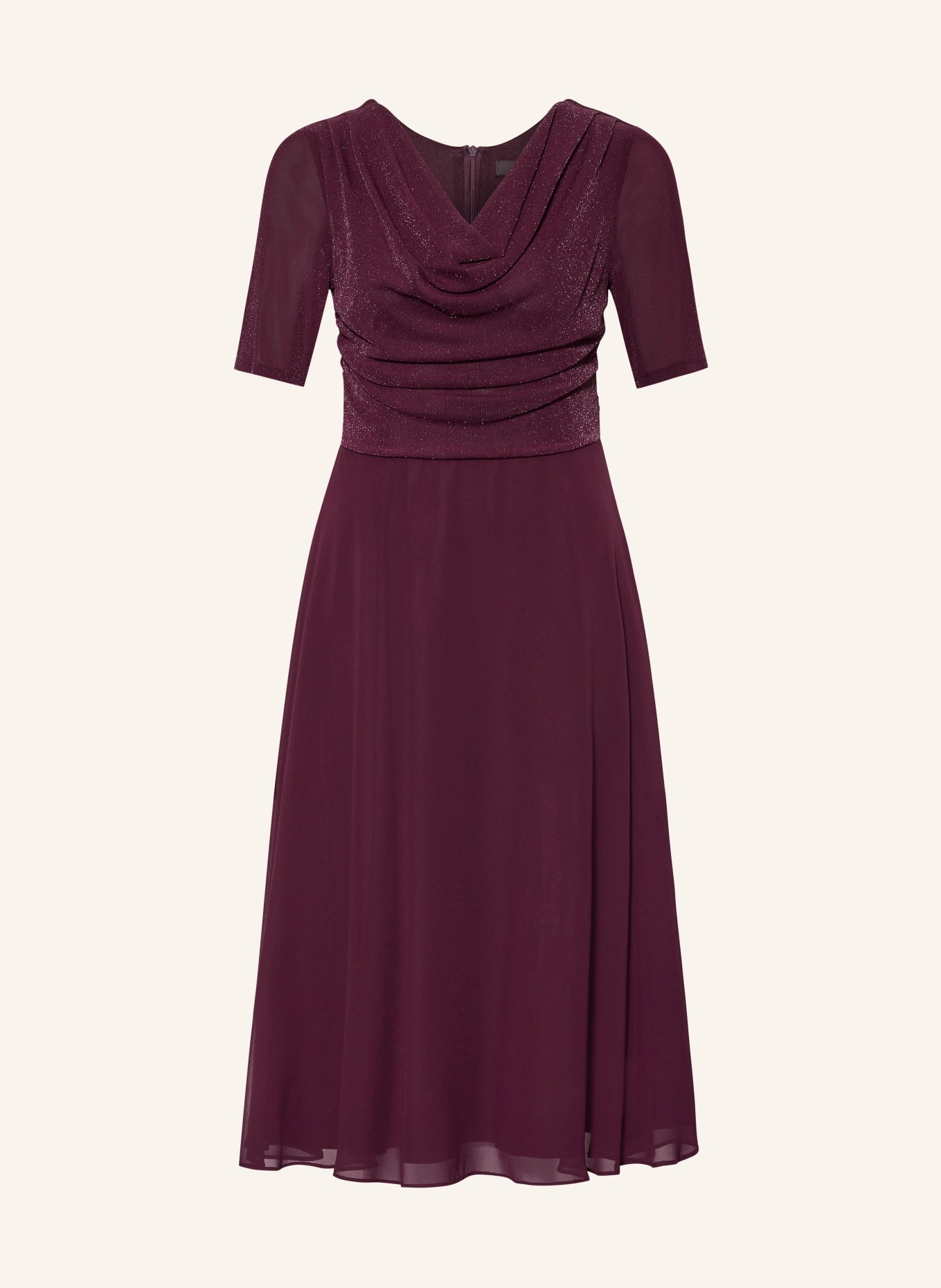 Vera Mont Kleid im Materialmix mit Glitzegarn: DUNKELROT