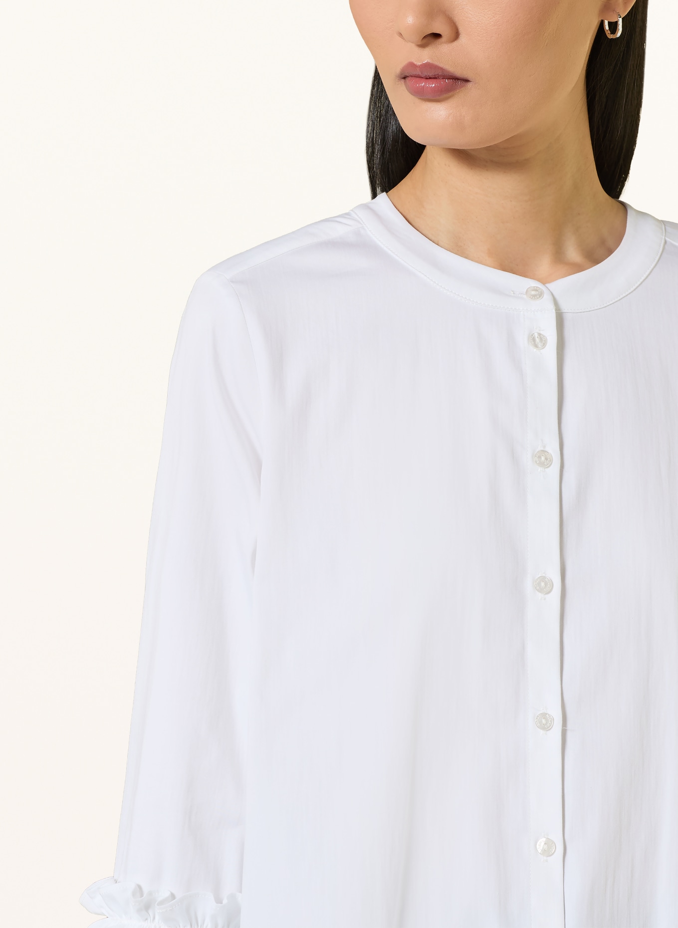 MILANO ITALY Bluse mit 3/4-Arm und Rüschen: WEISS