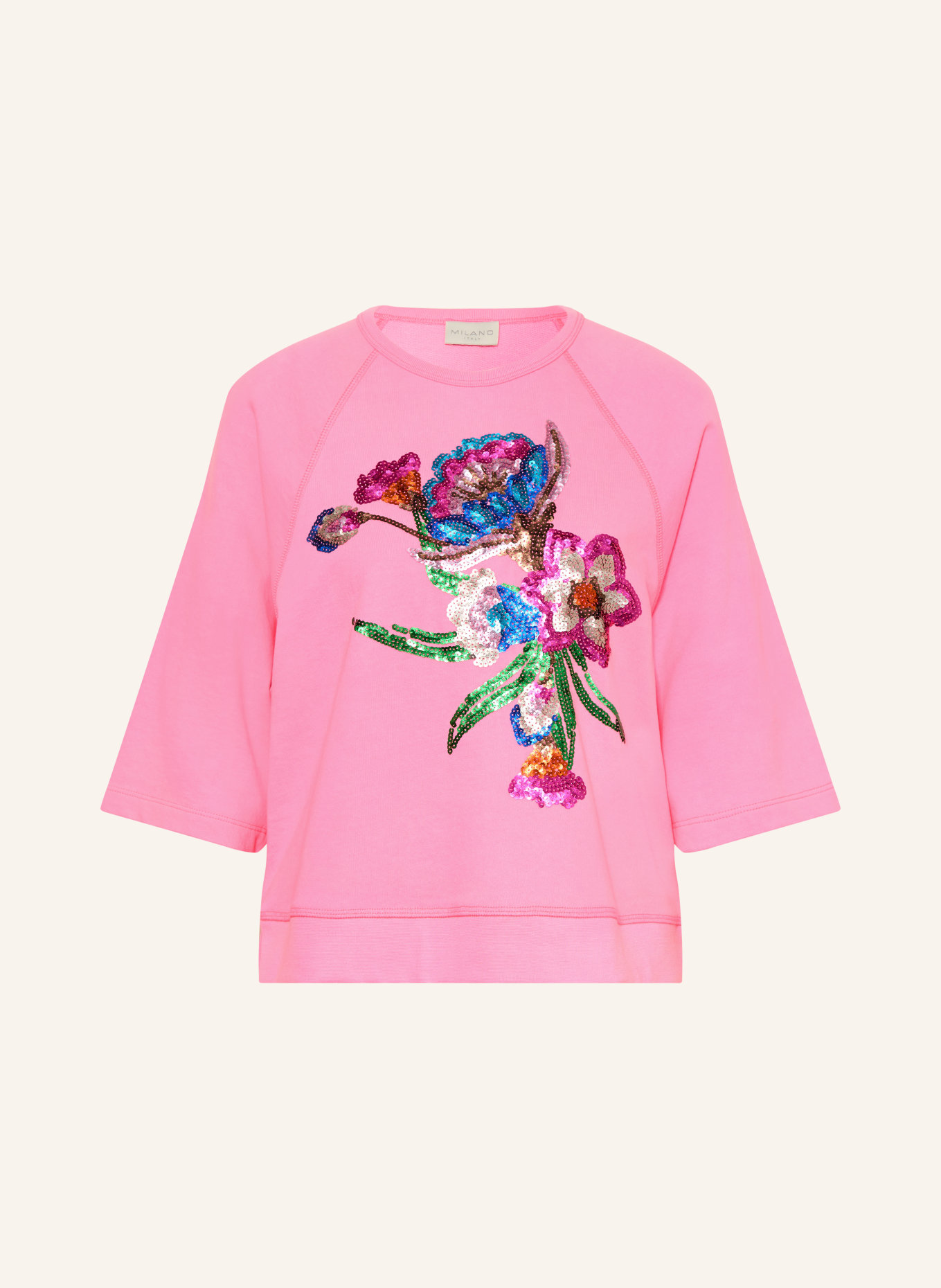 MILANO ITALY Sweatshirt with sequins: NEON PINK / GREEN / BLUE