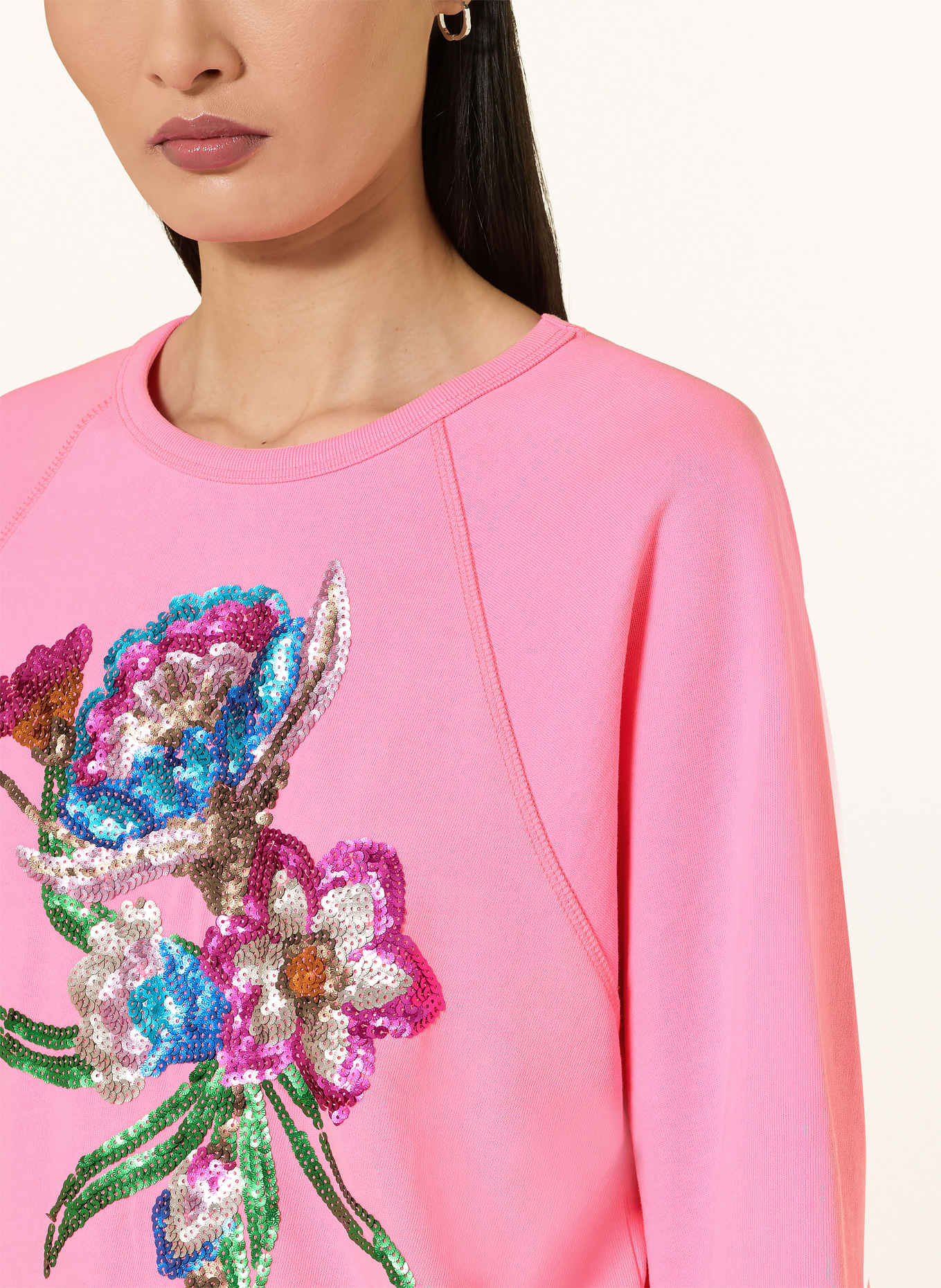 MILANO ITALY Sweatshirt with sequins: NEON PINK / GREEN / BLUE