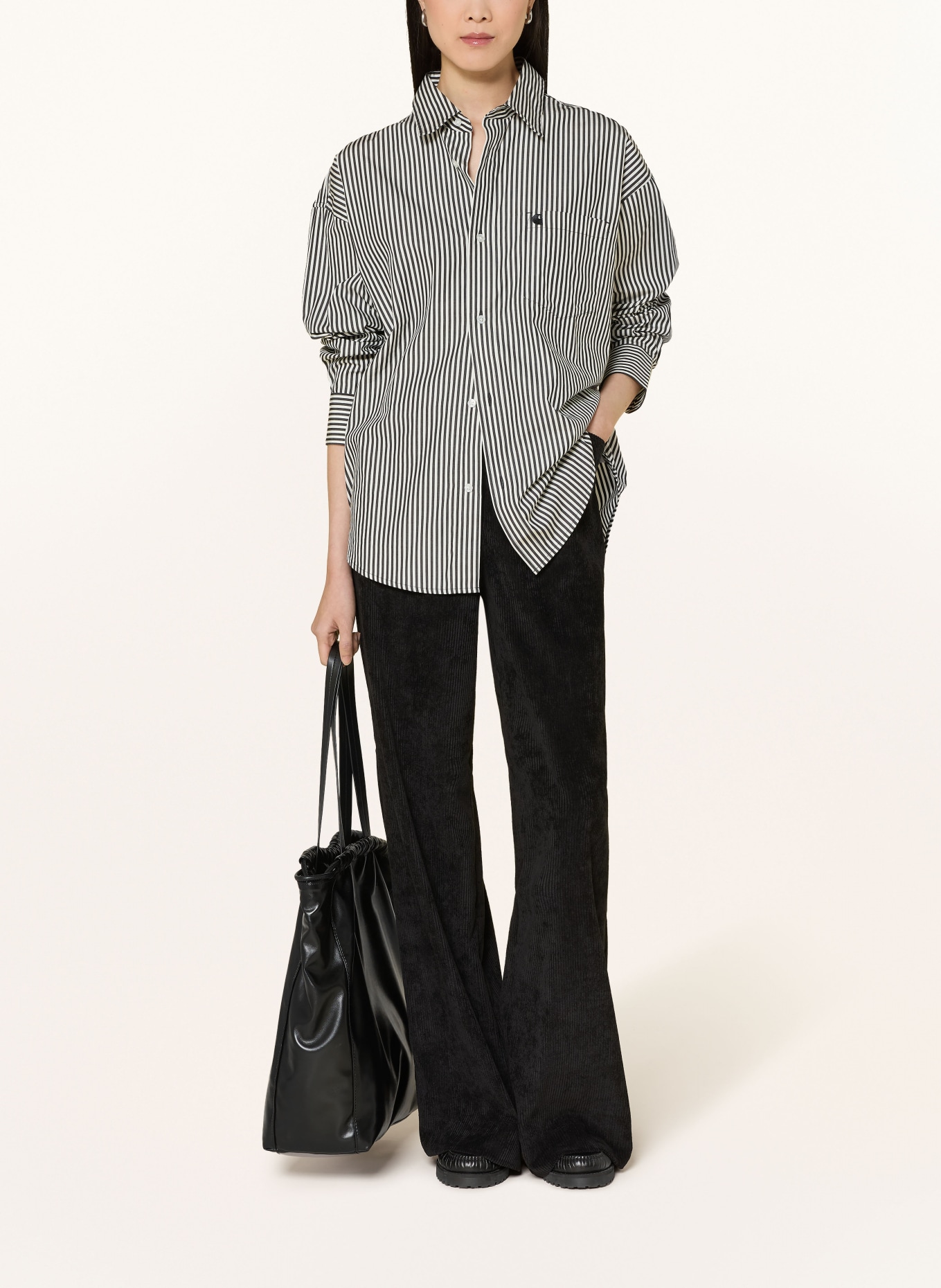 MAC PALAZZO corduroy pants: BLACK