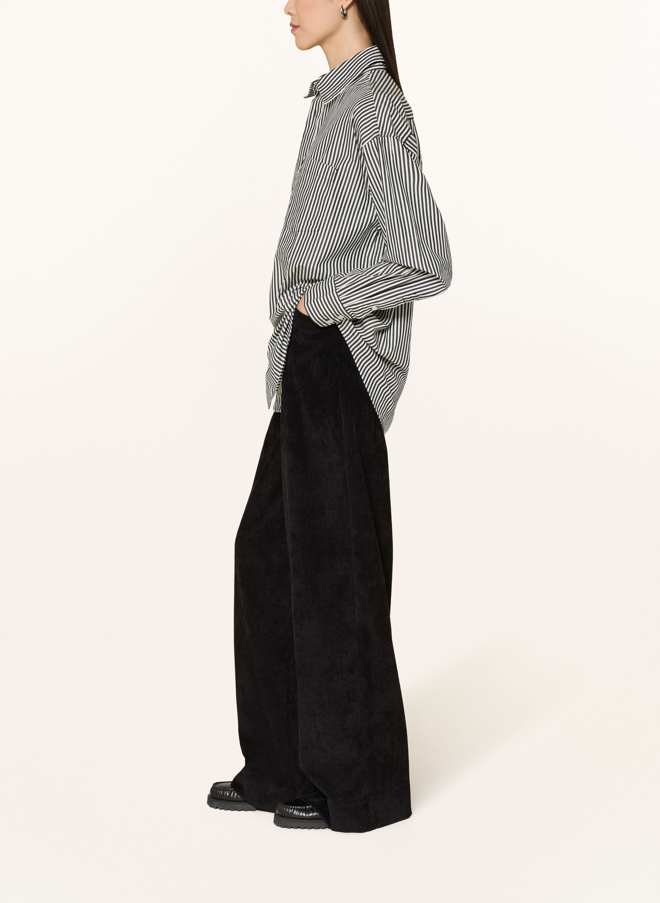 MAC PALAZZO corduroy pants: BLACK