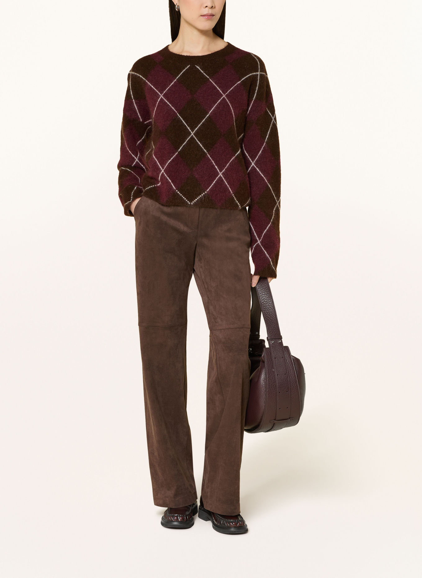 MAC CHIARA leather-look marlene pants: DARK BROWN
