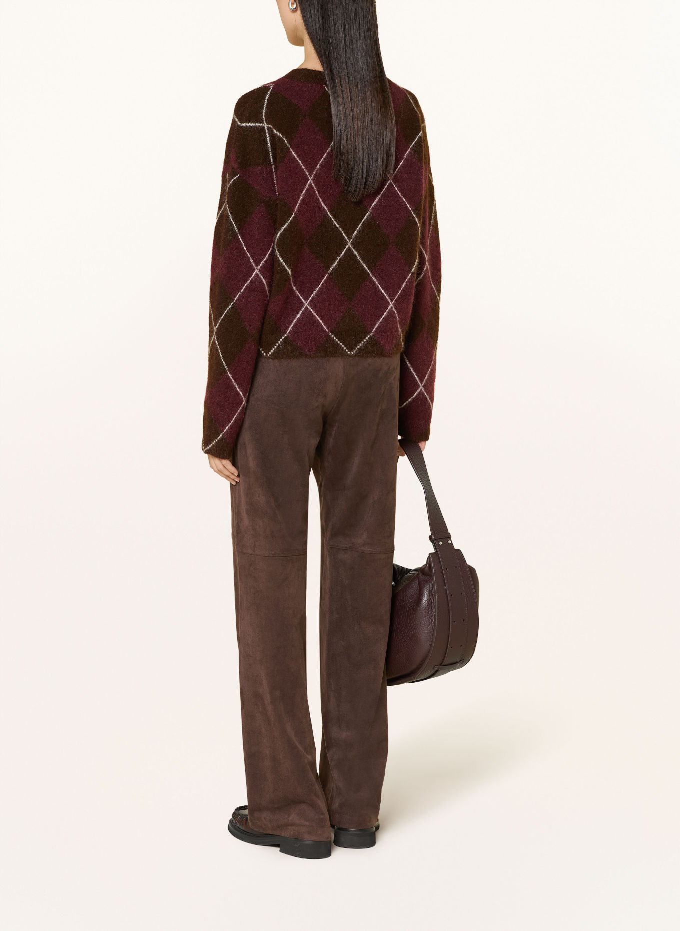 MAC CHIARA leather-look marlene pants: DARK BROWN