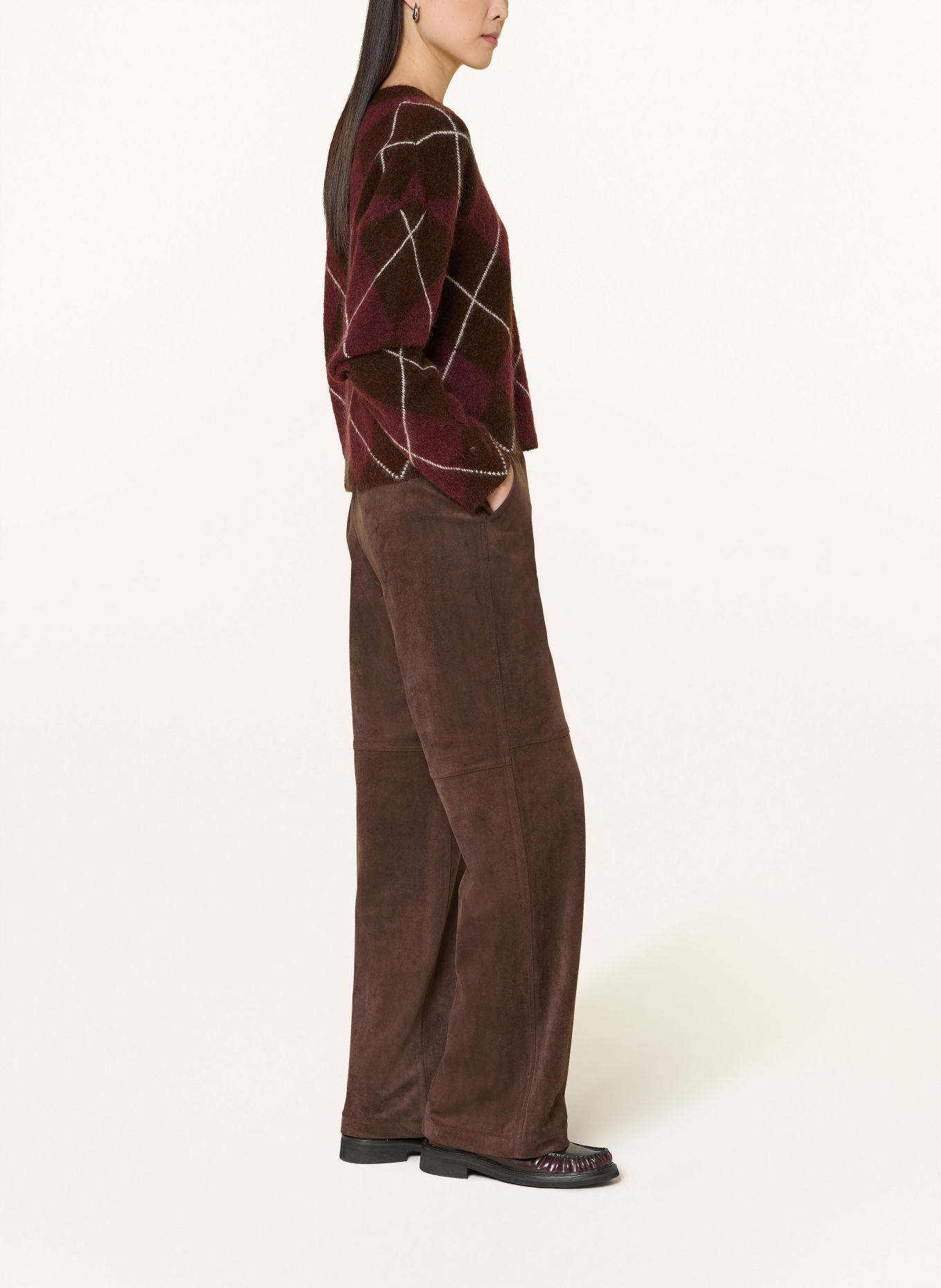 MAC CHIARA leather-look marlene pants: DARK BROWN