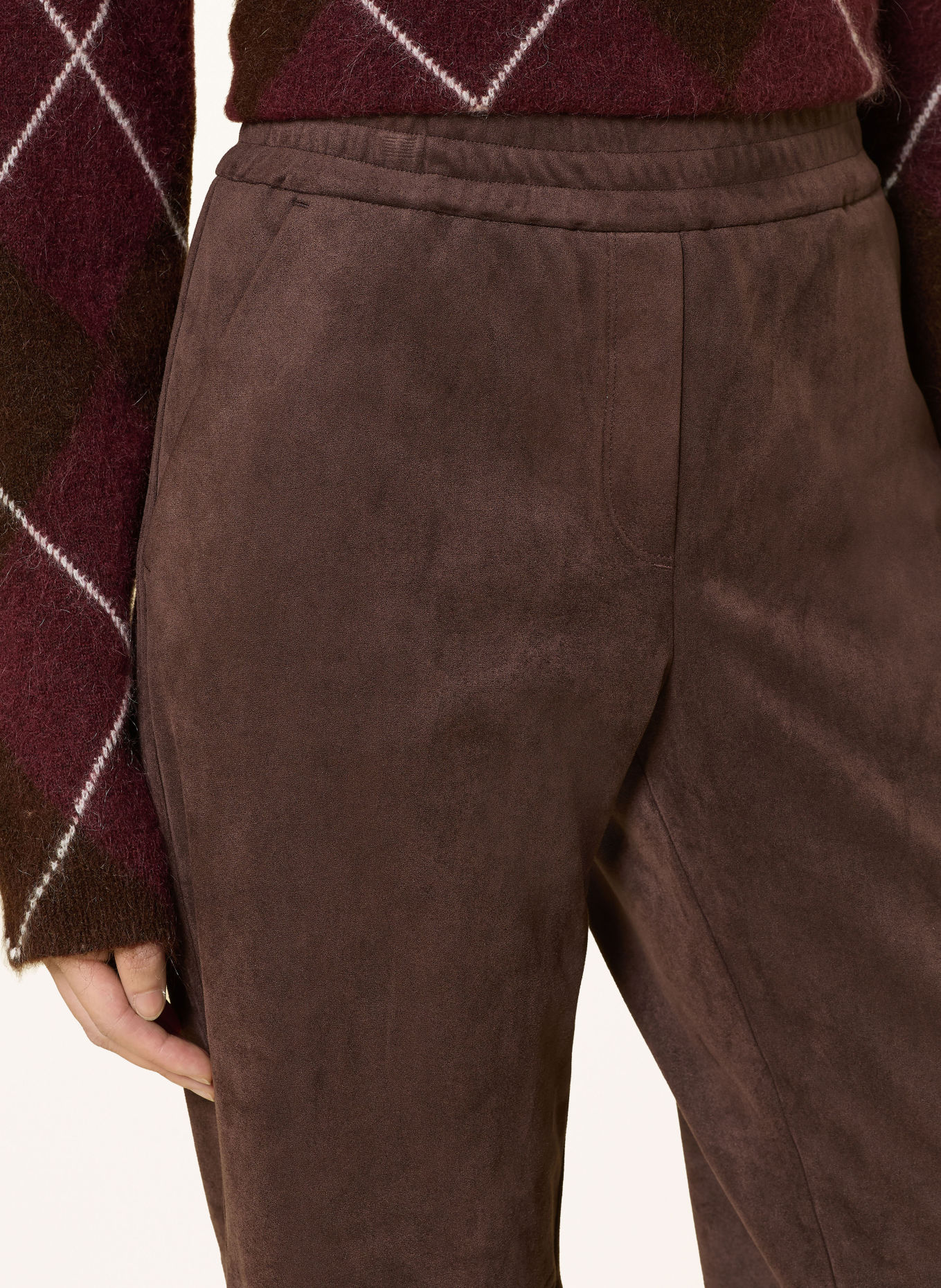 MAC CHIARA leather-look marlene pants: DARK BROWN