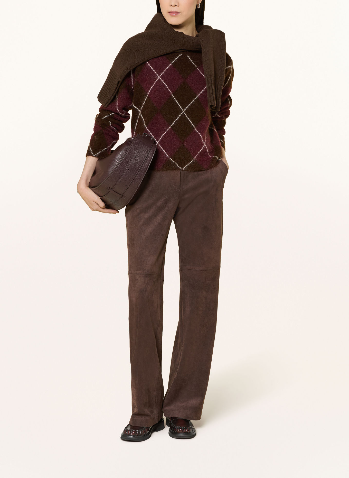 MAC CHIARA leather-look marlene pants: DARK BROWN