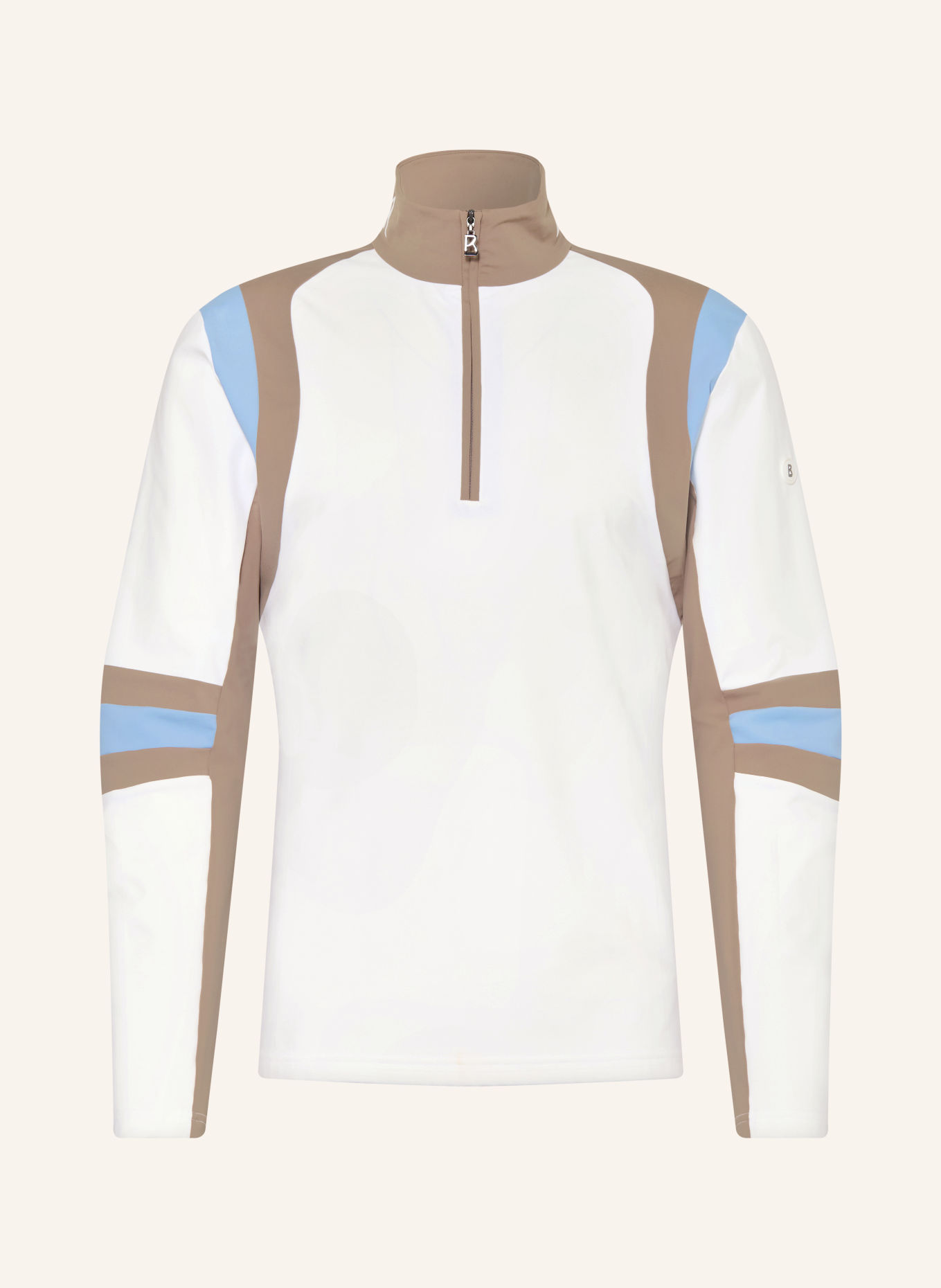 BOGNER T-shirt fonctionnel CLARK: BLANC / TAUPE / BLEU CLAIR