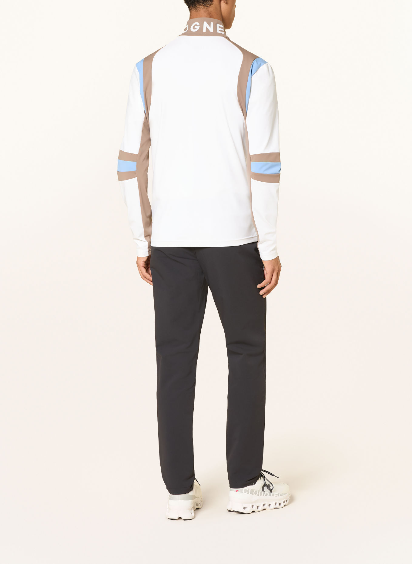 BOGNER T-shirt fonctionnel CLARK: BLANC / TAUPE / BLEU CLAIR