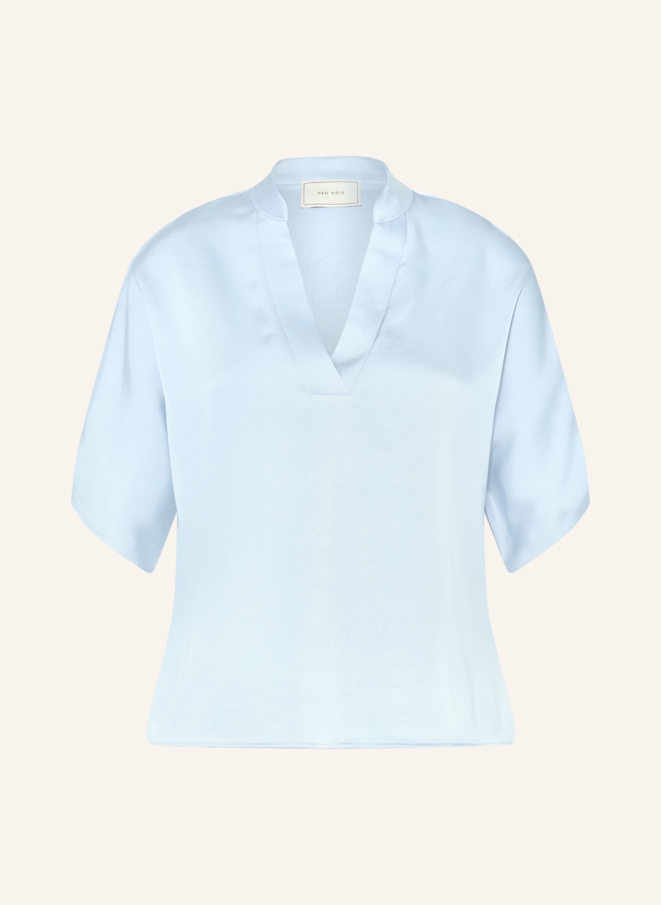 NEO NOIR ANELLE Satin Blouse: LIGHT BLUE