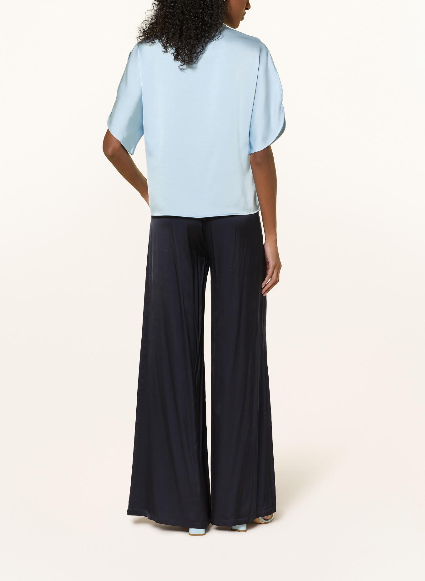 NEO NOIR ANELLE Satin Blouse: LIGHT BLUE