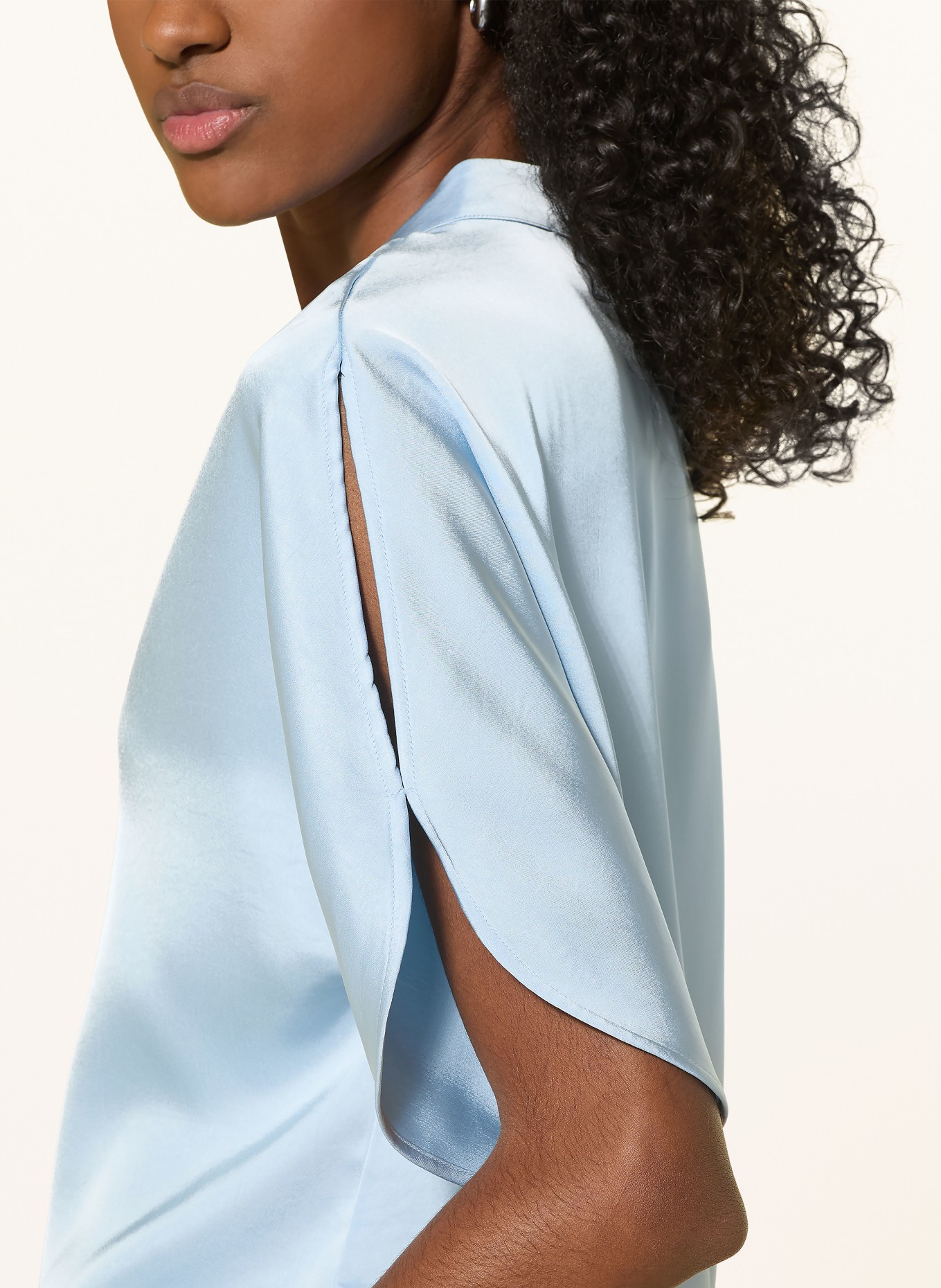 NEO NOIR ANELLE Satin Blouse: LIGHT BLUE