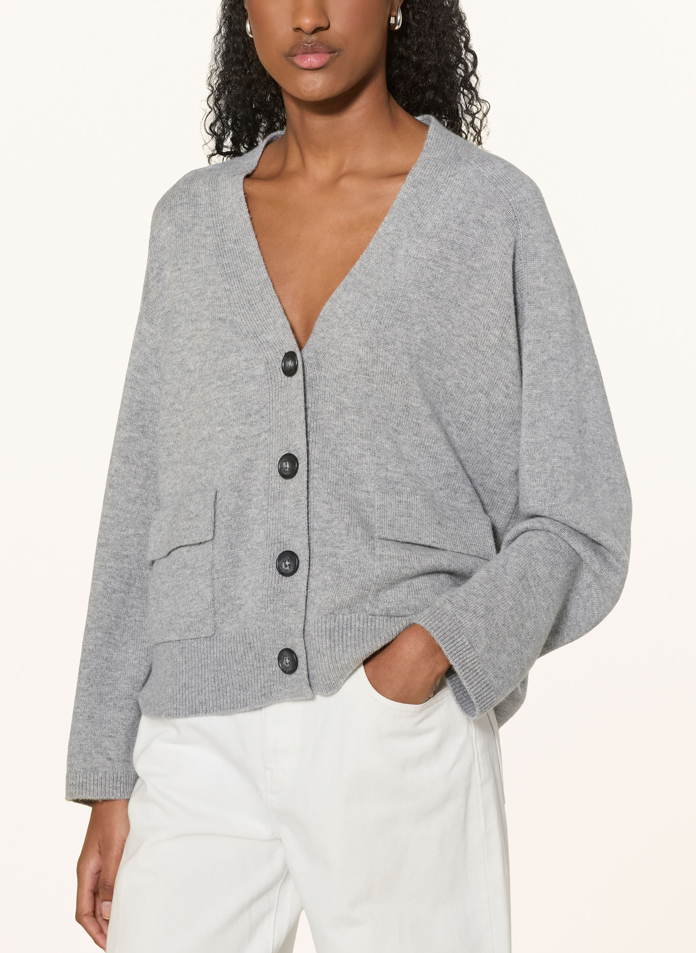 REPEAT Strickjacke mit Cashmere: GRAU