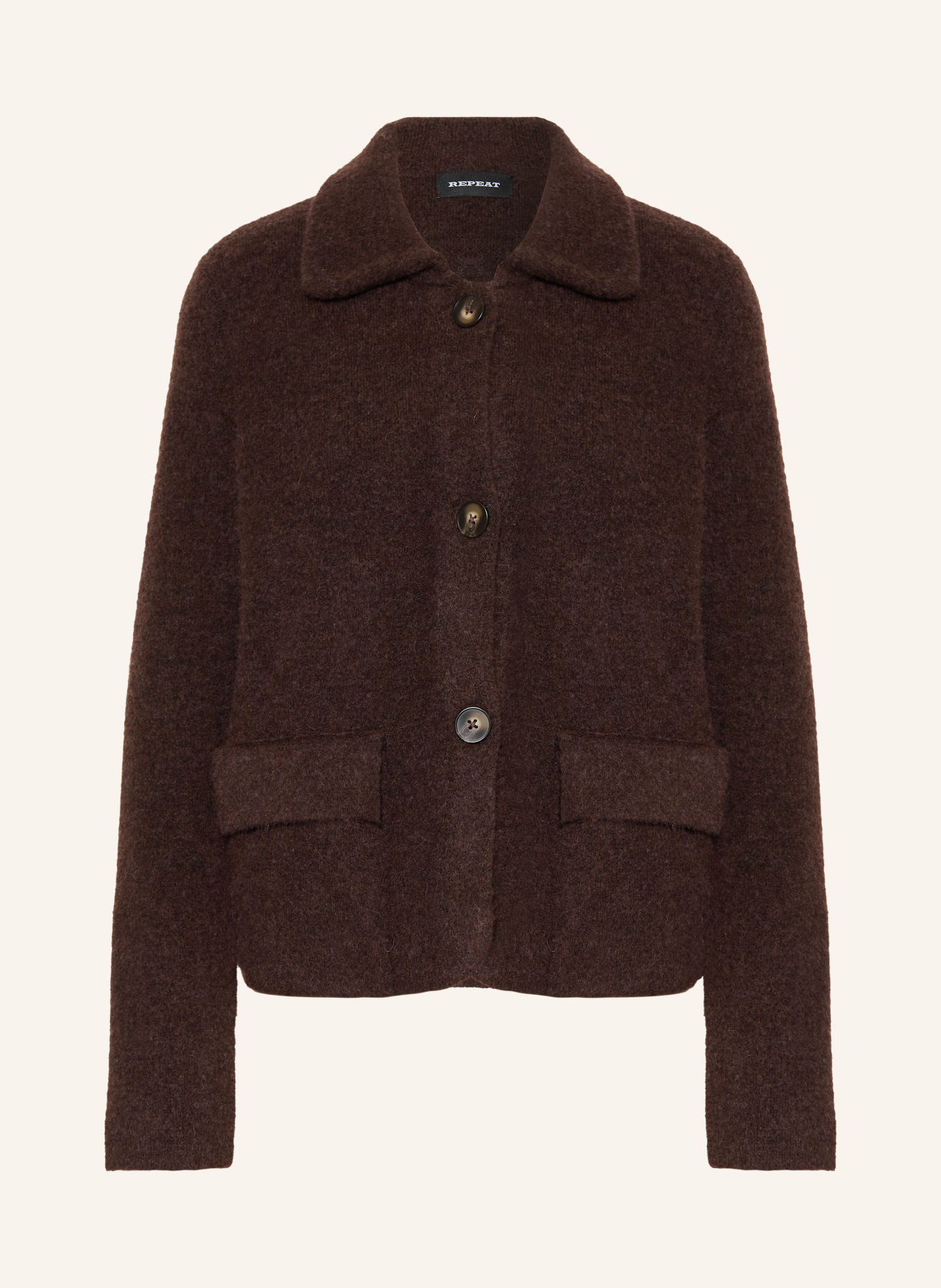 REPEAT Cardigan: DARK BROWN