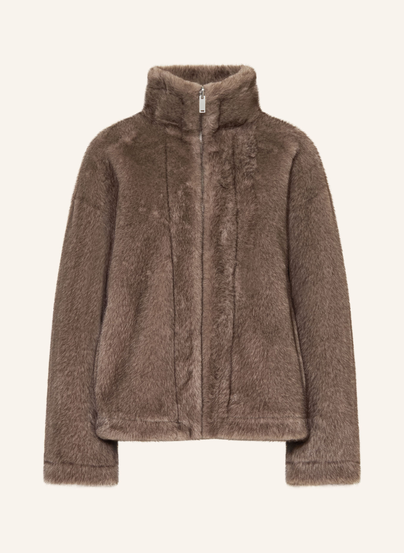 REPEAT Reversible faux fur jacket: TAUPE