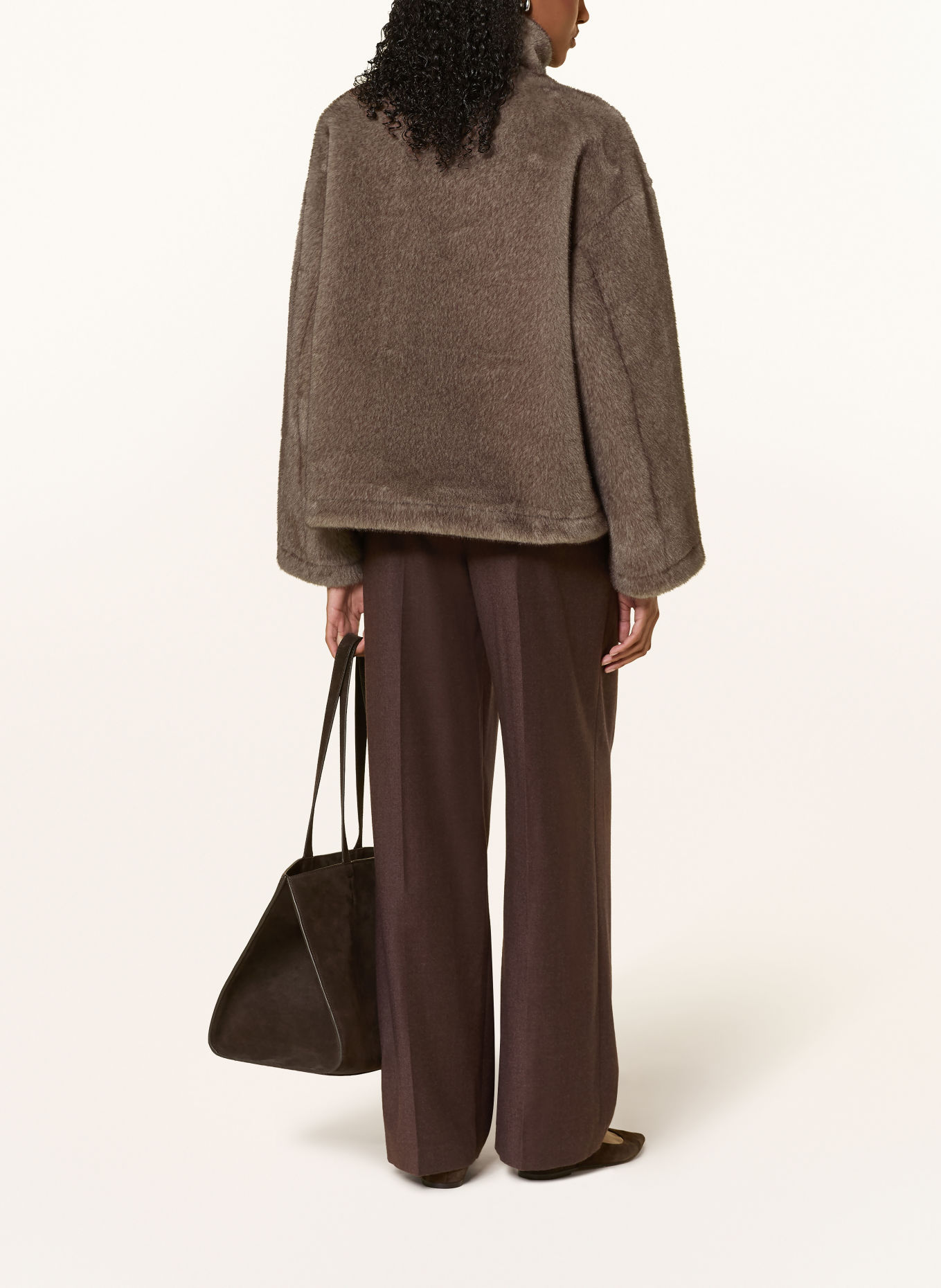 REPEAT Reversible faux fur jacket: TAUPE
