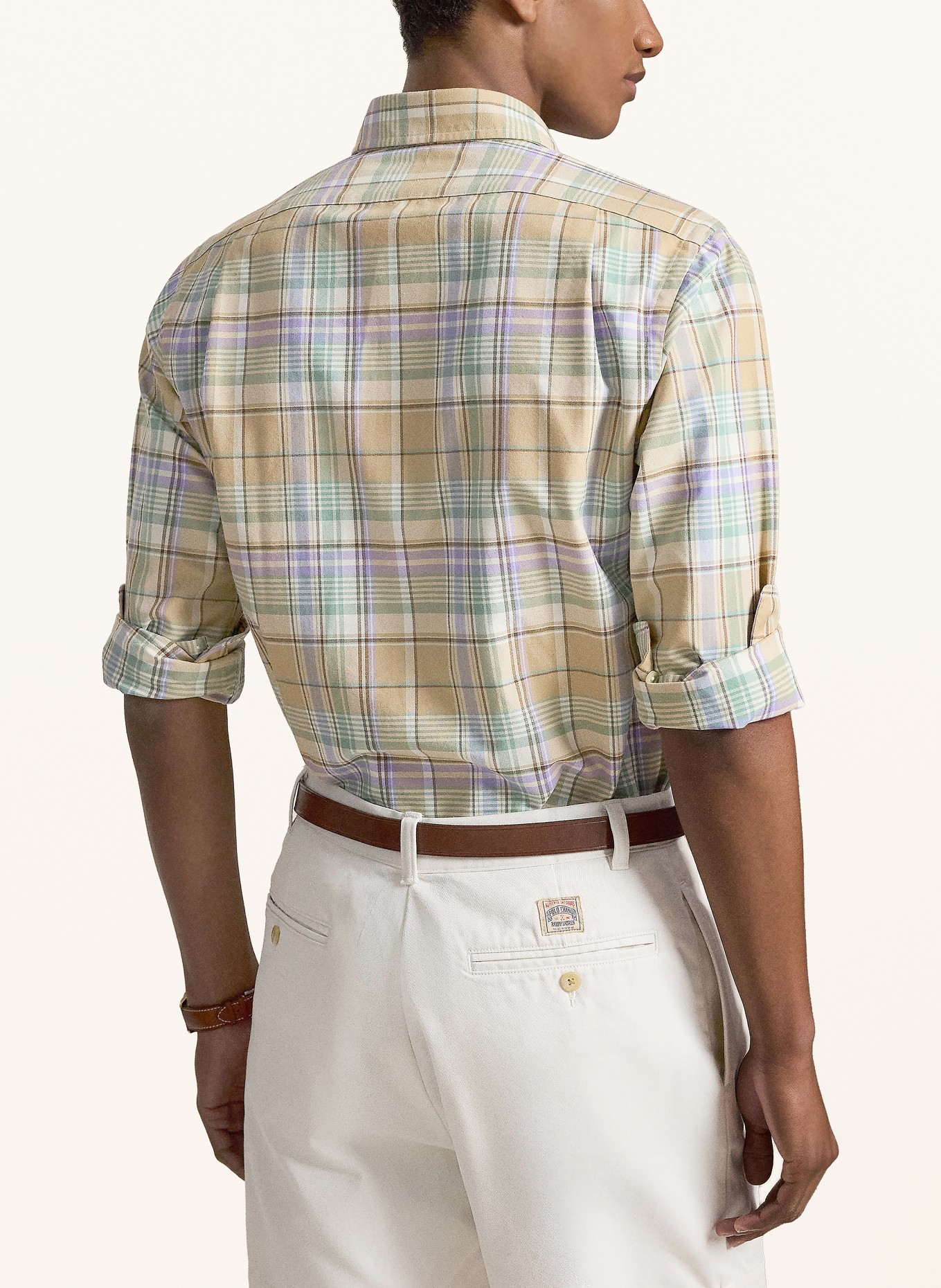 POLO RALPH LAUREN Chemise coupe classique: MENTHE / BEIGE / KAKI