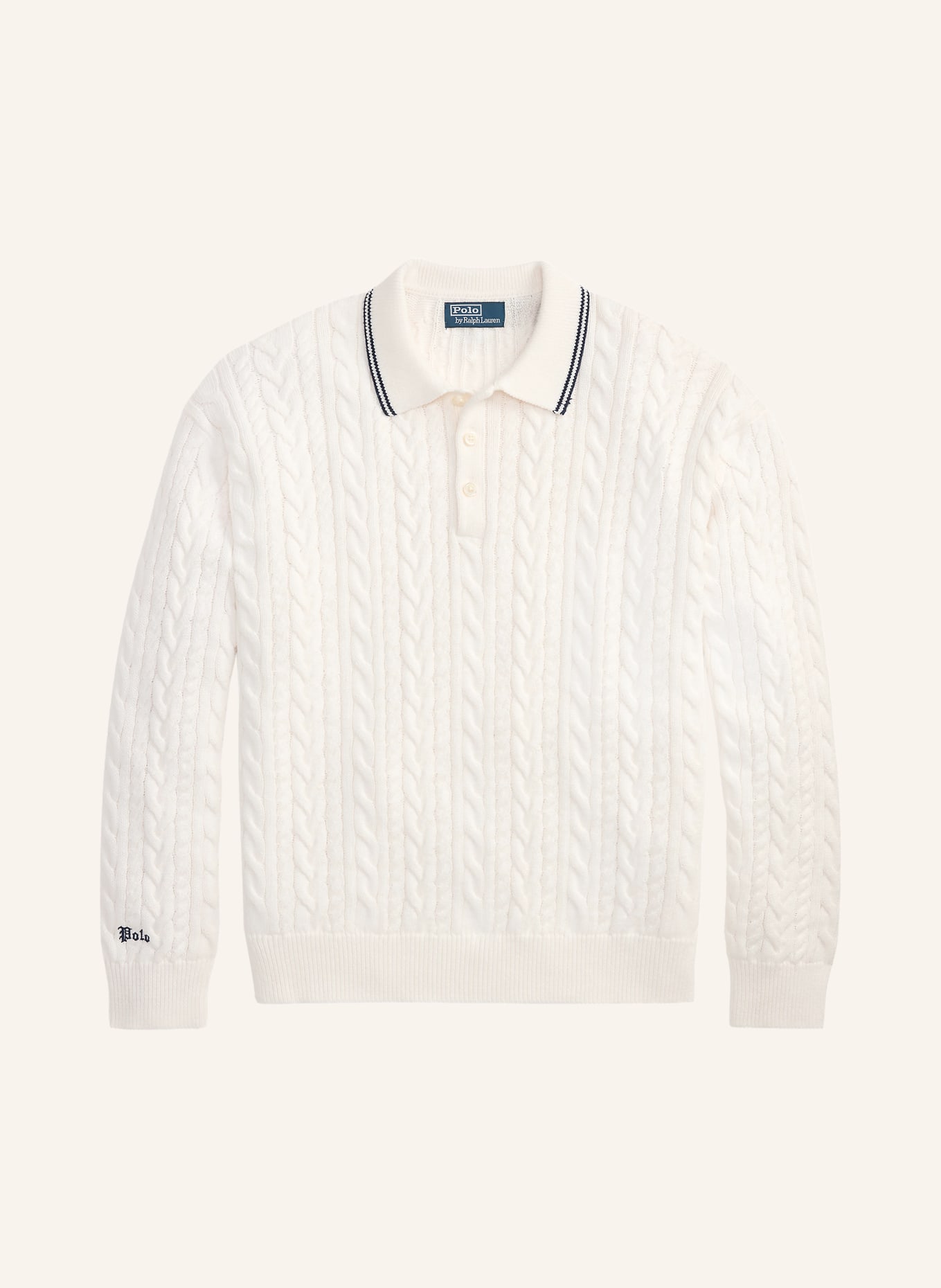 POLO RALPH LAUREN Pletené polo tričko: BÍLÁ / TMAVĚ MODRÁ