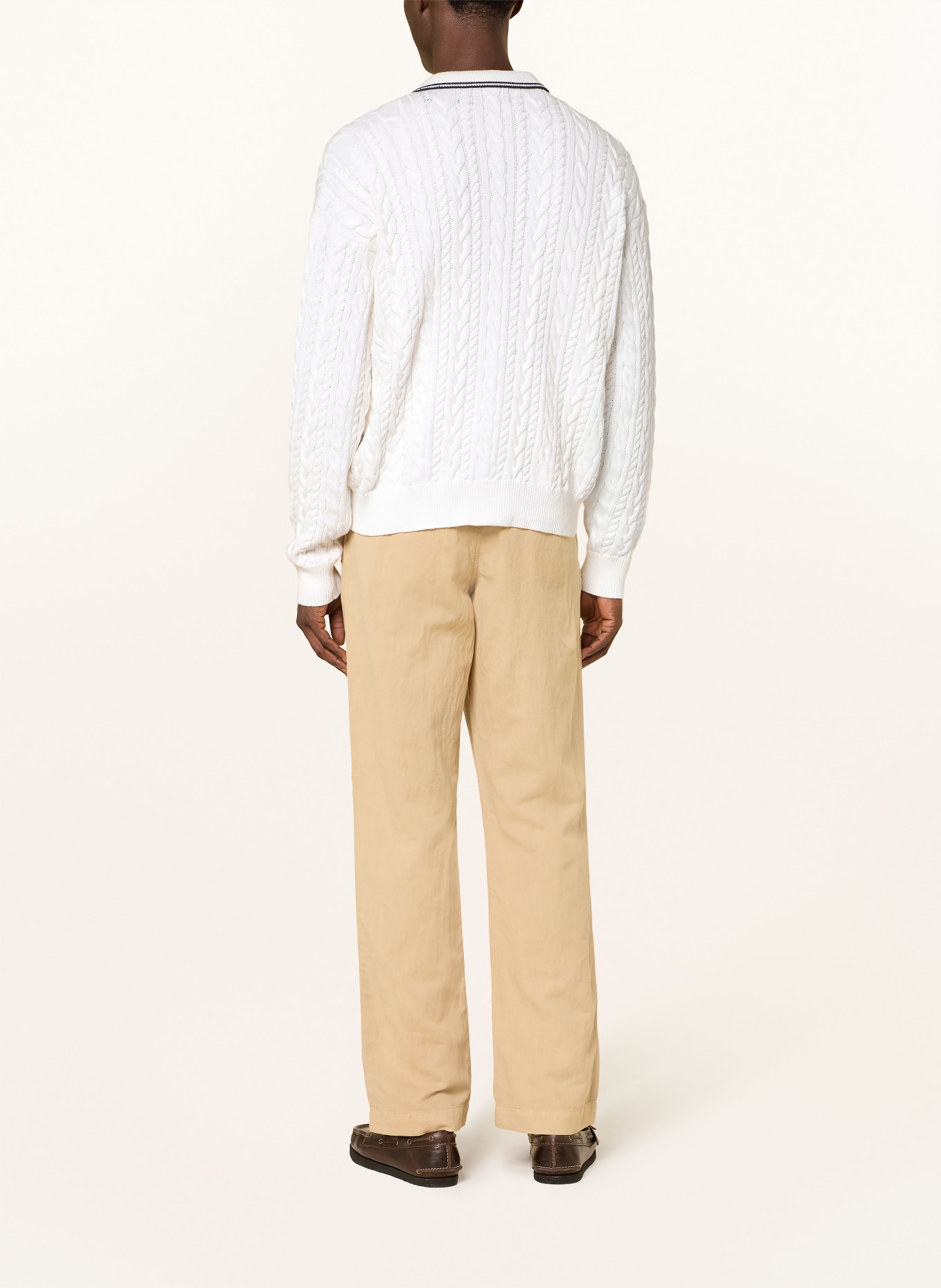 POLO RALPH LAUREN Pletené polo tričko: BÍLÁ / TMAVĚ MODRÁ