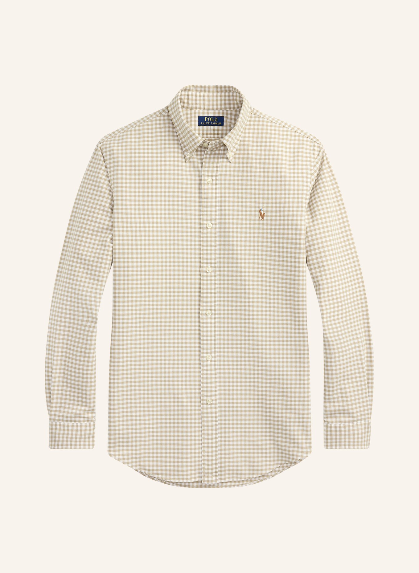 POLO RALPH LAUREN Košile Custom Fit: BÉŽOVÁ / BÍLÁ