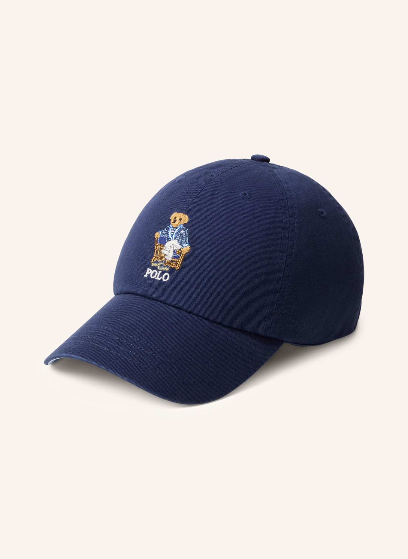 POLO RALPH LAUREN Cap: DARK BLUE / LIGHT BROWN / WHITE