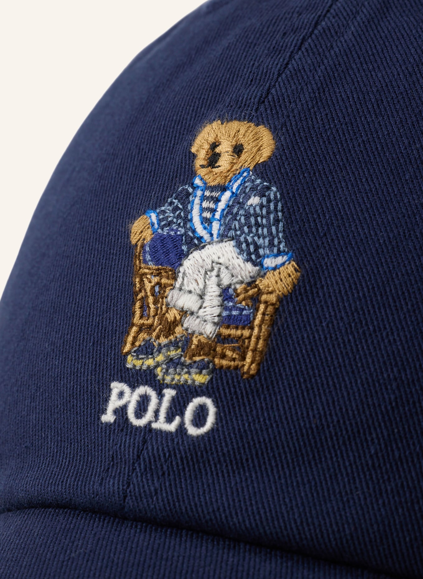POLO RALPH LAUREN Cap: DARK BLUE / LIGHT BROWN / WHITE