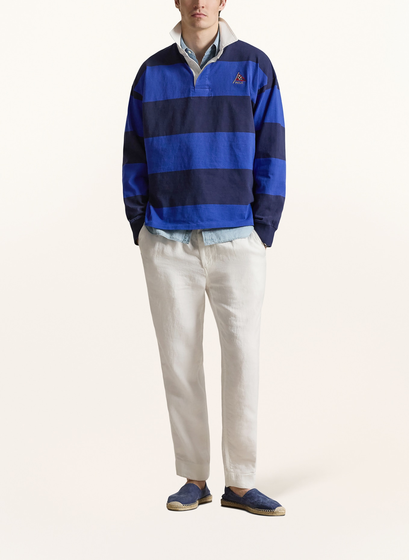 POLO RALPH LAUREN Polo de rugby coupe classique: BLEU / BLEU FONCÉ