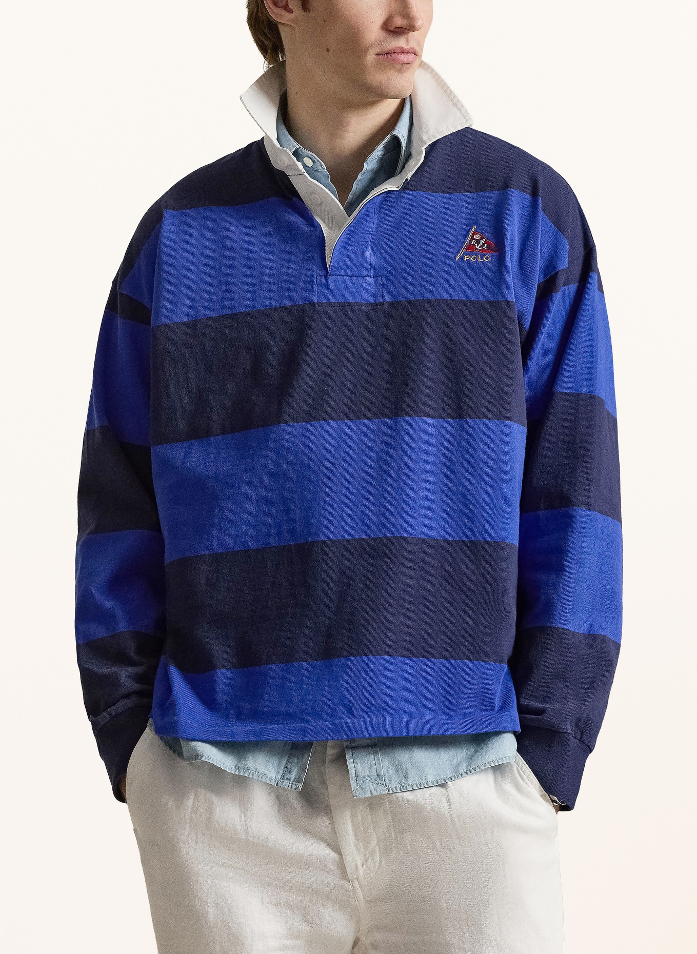 POLO RALPH LAUREN Polo de rugby coupe classique: BLEU / BLEU FONCÉ