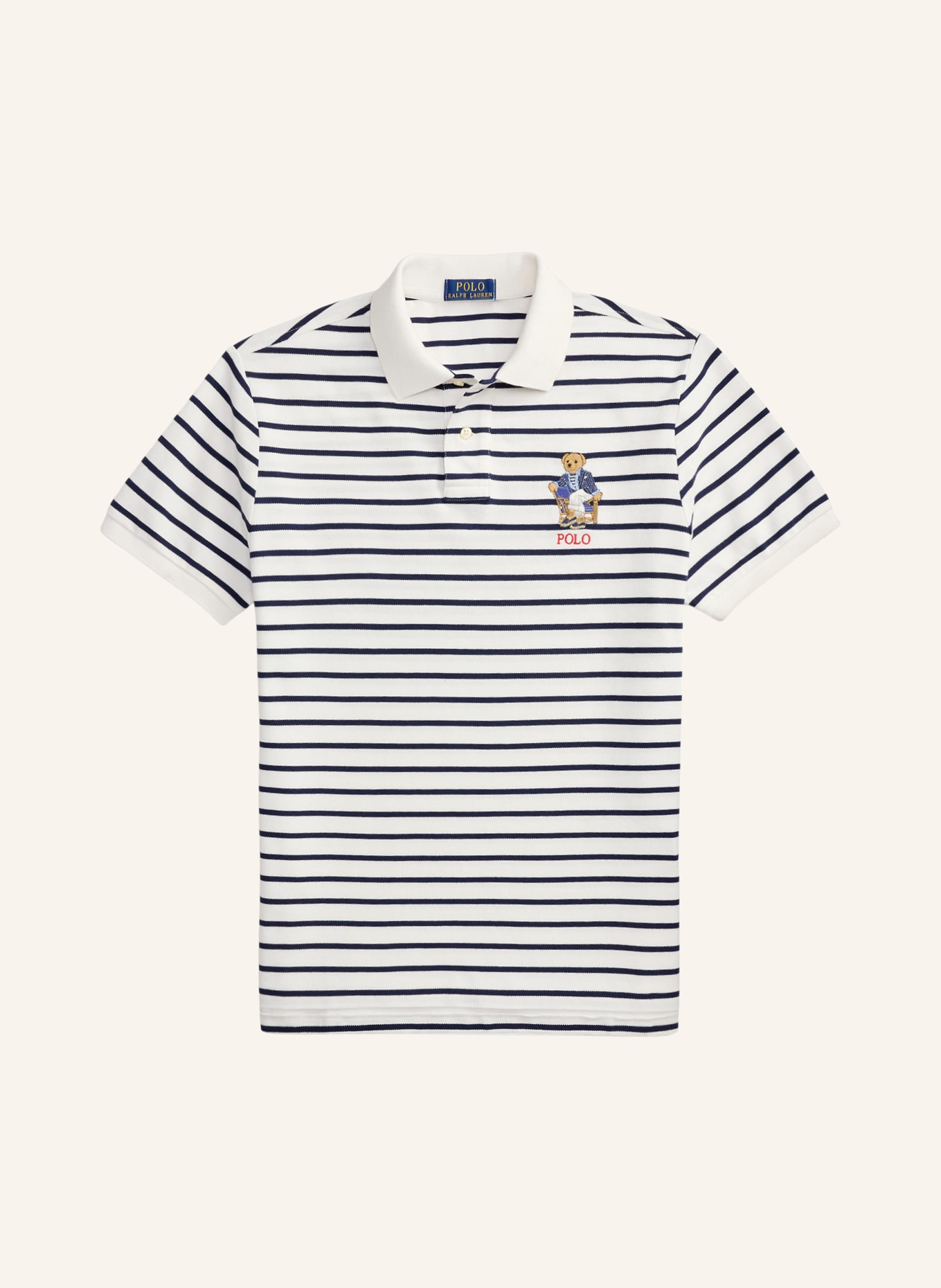 POLO RALPH LAUREN Piqué polo shirt: WHITE / DARK BLUE
