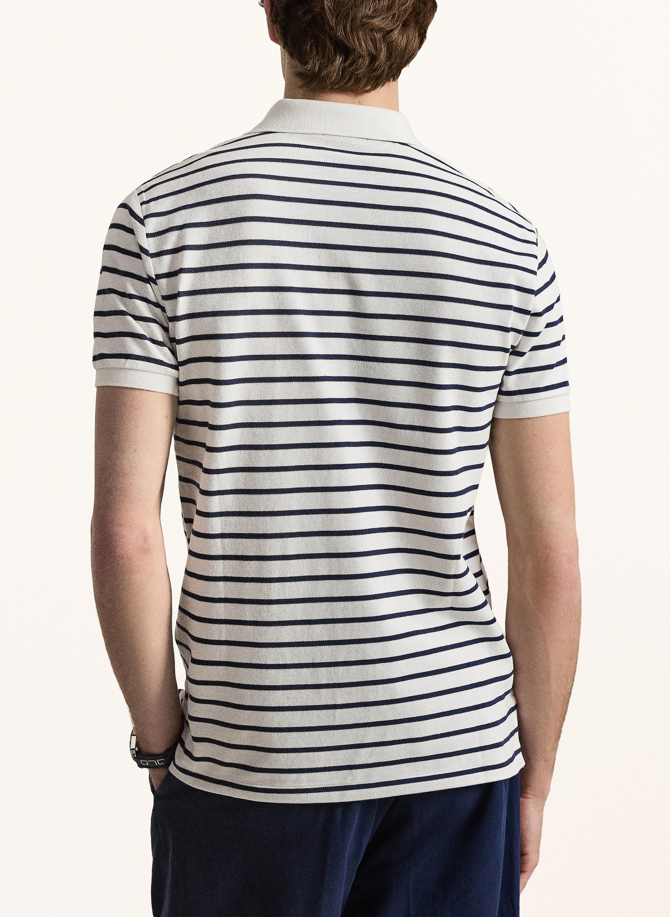POLO RALPH LAUREN Piqué polo shirt: WHITE / DARK BLUE