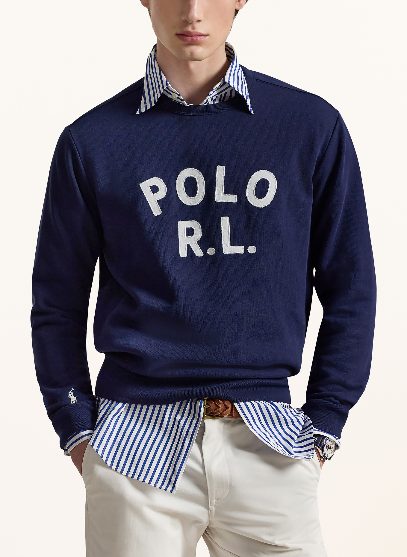 POLO RALPH LAUREN Sweat-shirt: BLEU FONCÉ / BLANC