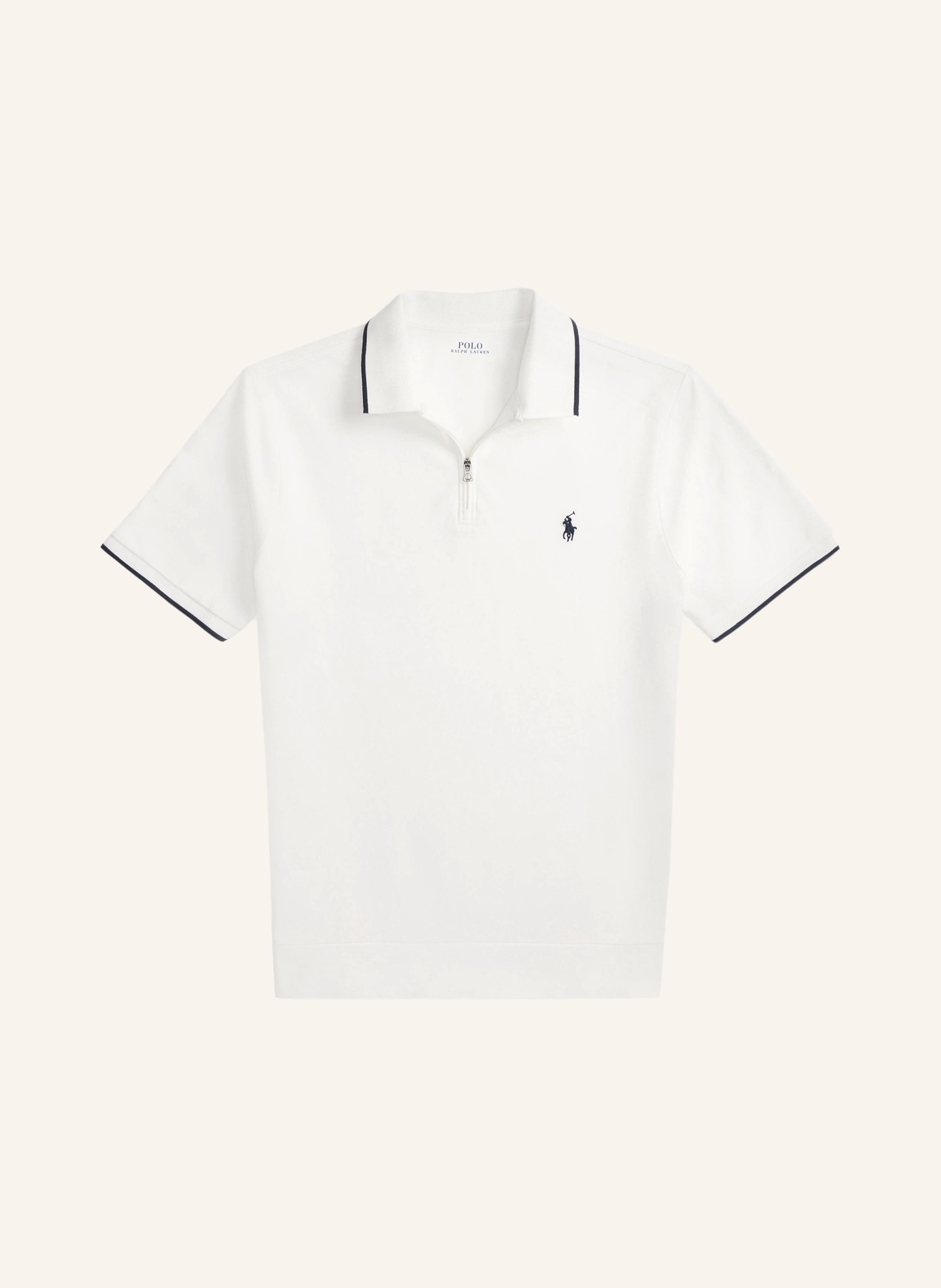 POLO RALPH LAUREN Polo en piqué, coupe classique: BLANC / BLEU FONCÉ