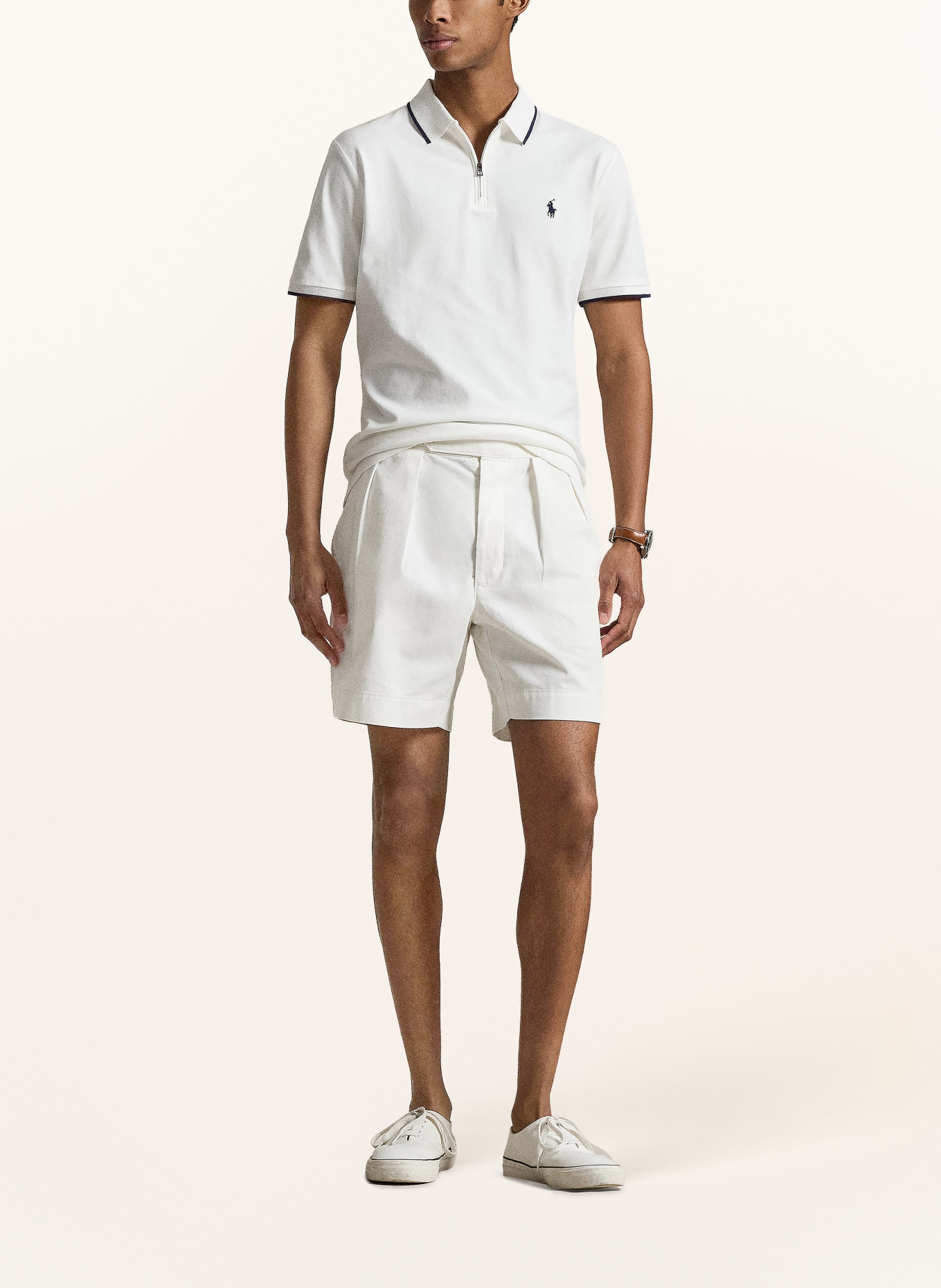POLO RALPH LAUREN Polo en piqué, coupe classique: BLANC / BLEU FONCÉ