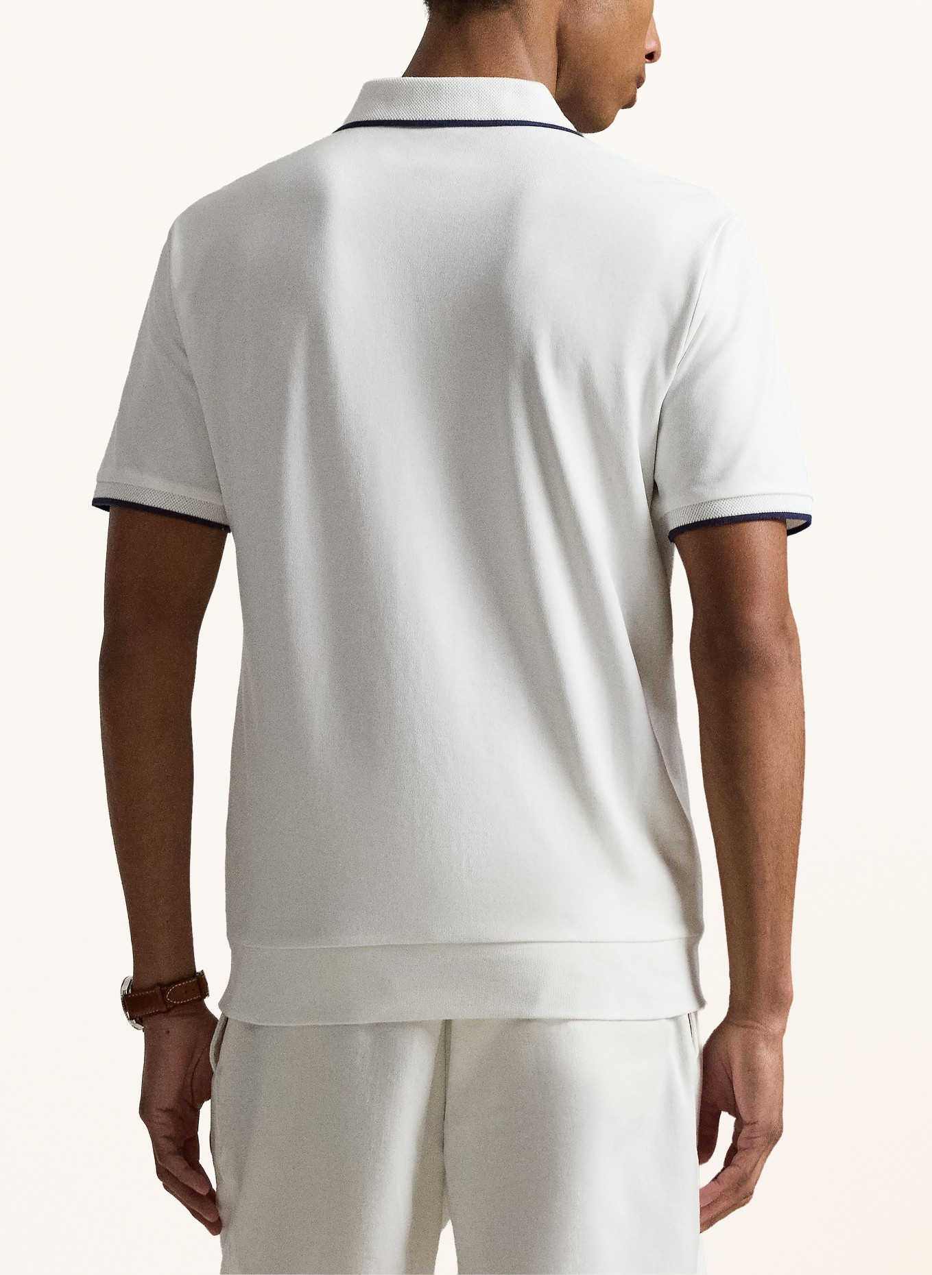 POLO RALPH LAUREN Polo en piqué, coupe classique: BLANC / BLEU FONCÉ