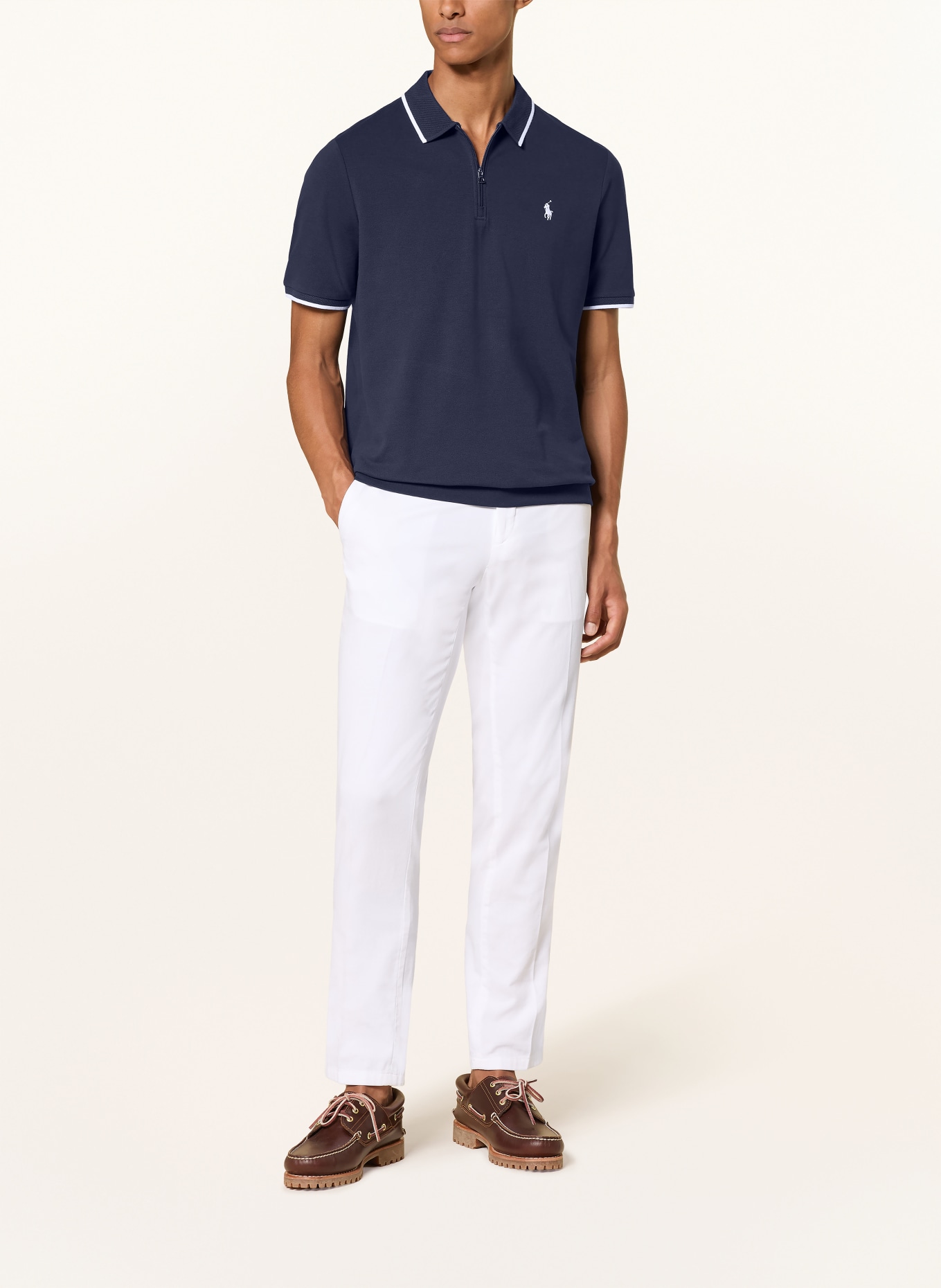 POLO RALPH LAUREN Polo en piqué, coupe classique: BLEU FONCÉ / BLANC