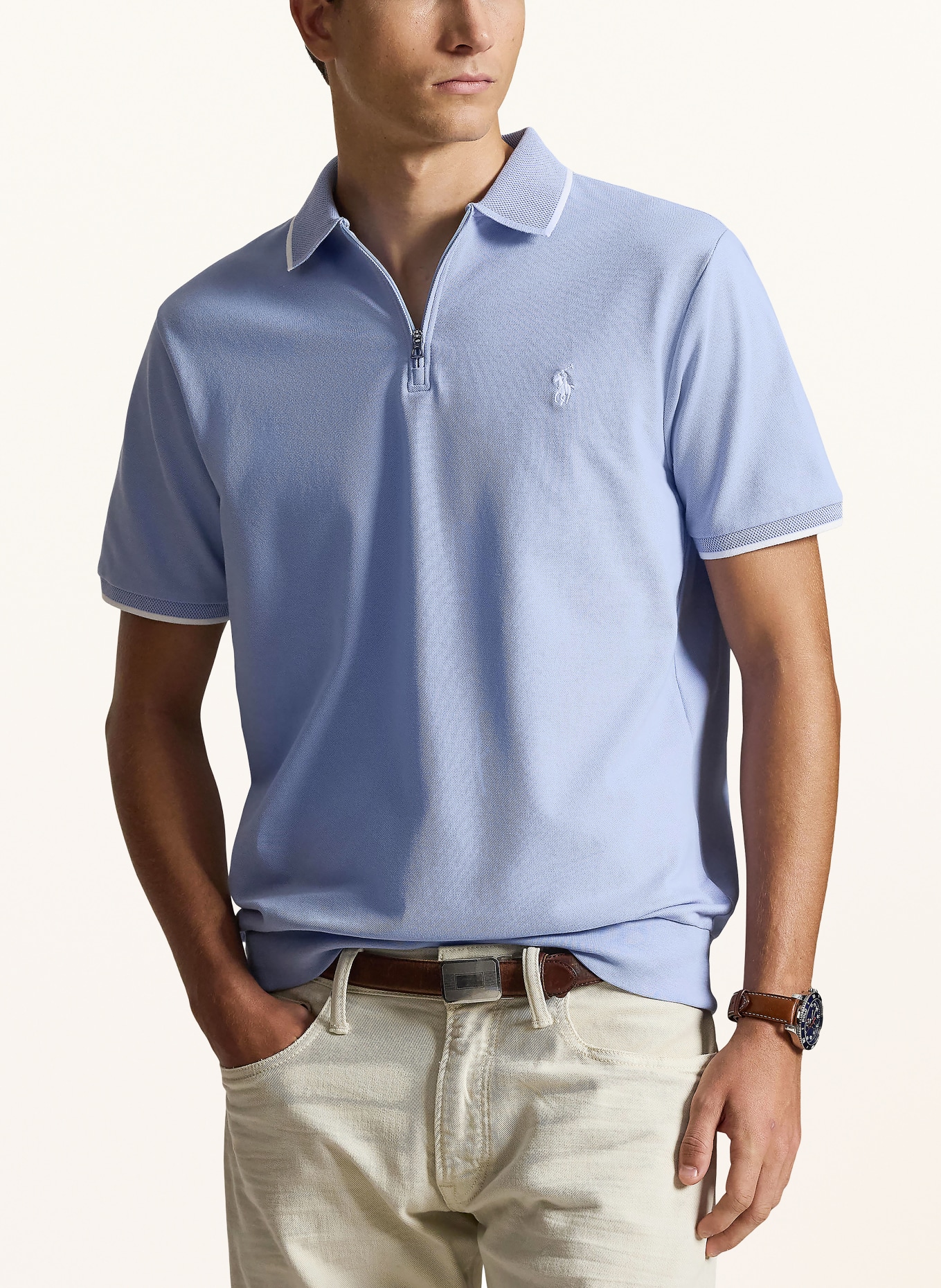 POLO RALPH LAUREN Polo en piqué, coupe classique: BLEU CLAIR