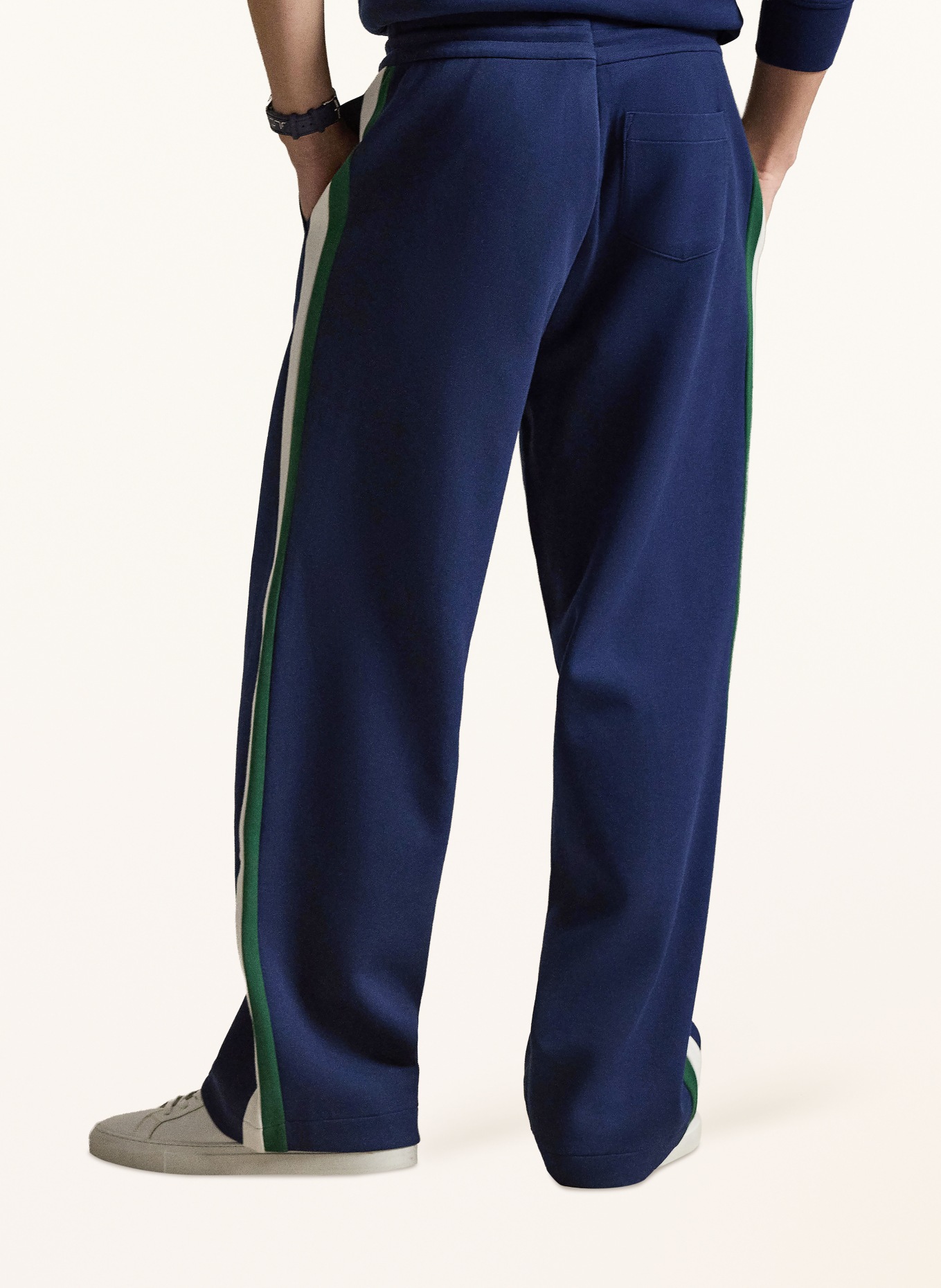 POLO RALPH LAUREN Kalhoty ve stylu joggingových kalhot s pruhy: TMAVĚ MODRÁ / ZELENÁ / BÍLÁ