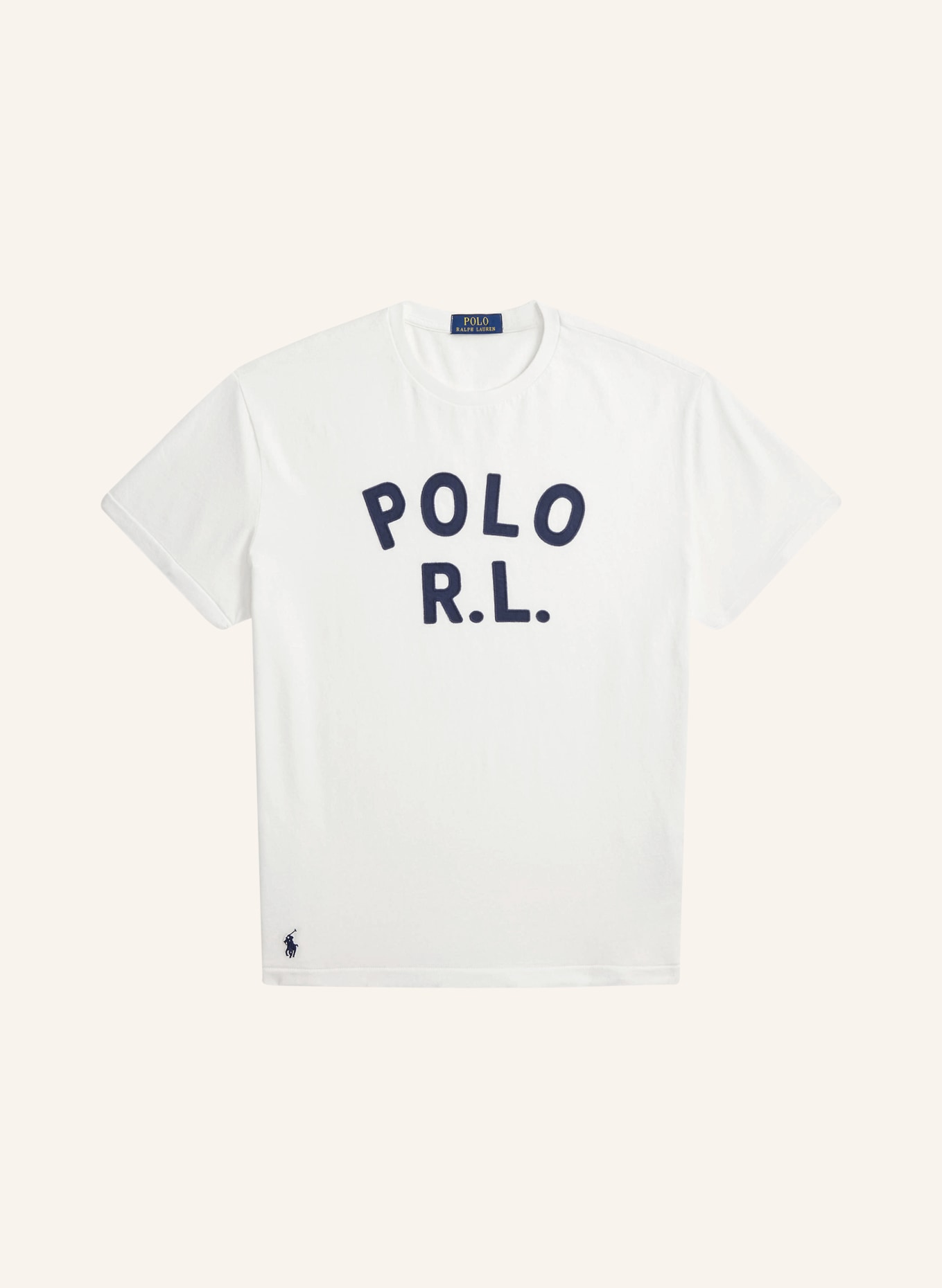 POLO RALPH LAUREN T-shirt: BLANC / BLEU FONCÉ