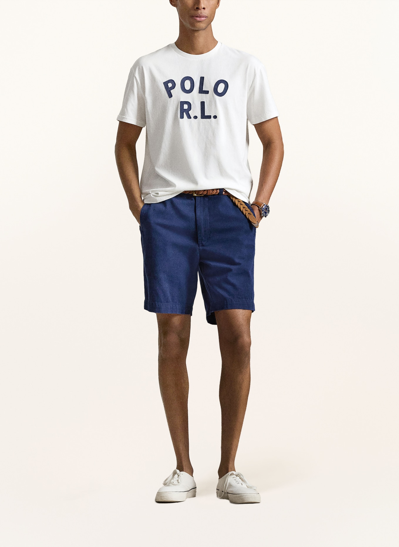 POLO RALPH LAUREN T-shirt: BLANC / BLEU FONCÉ