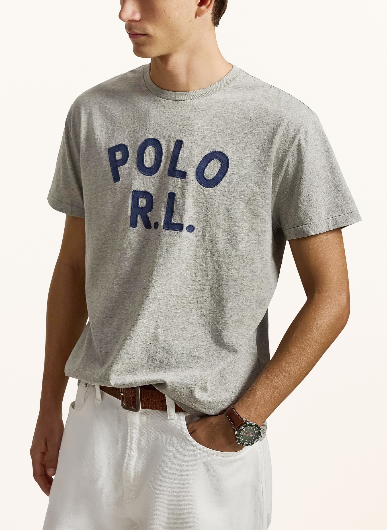 POLO RALPH LAUREN T-shirt: GRIS / BLEU FONCÉ