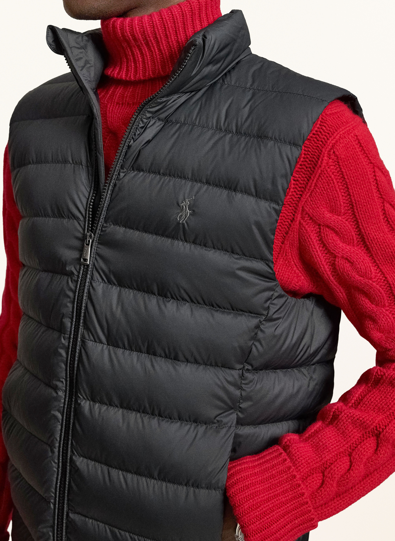 POLO RALPH LAUREN Péřová vesta: ČERNÁ
