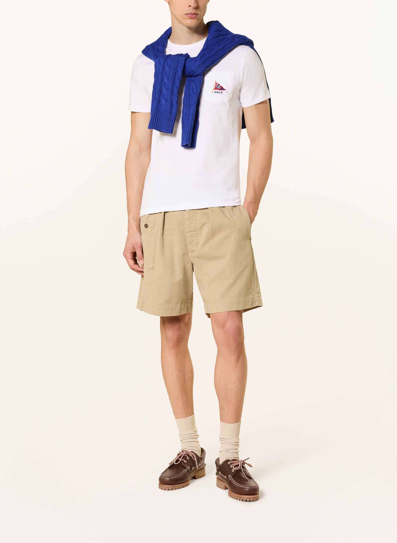 POLO RALPH LAUREN T-Shirt: WEISS / DUNKELBLAU / BLAU