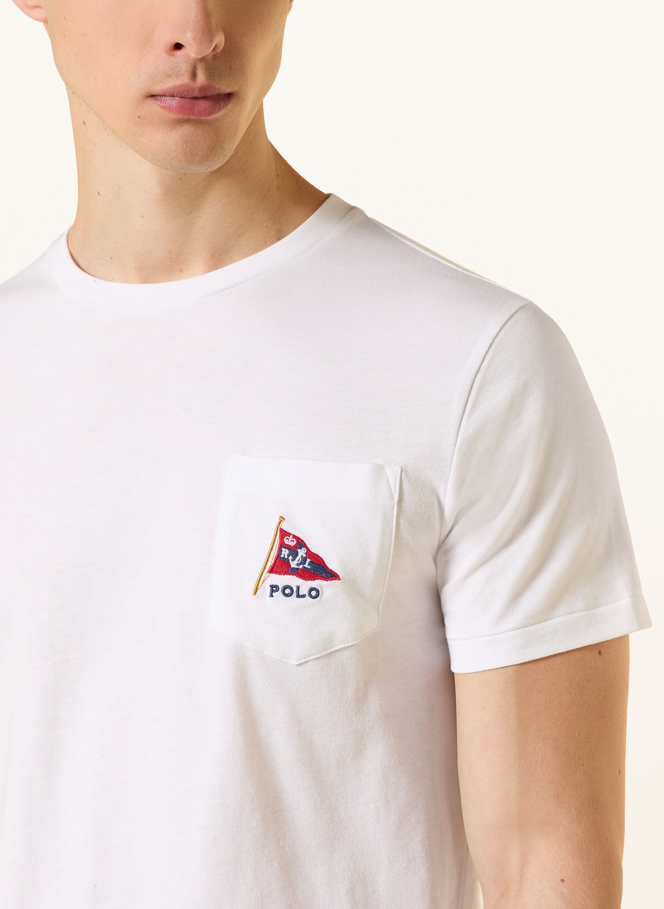 POLO RALPH LAUREN T-Shirt: WEISS / DUNKELBLAU / BLAU