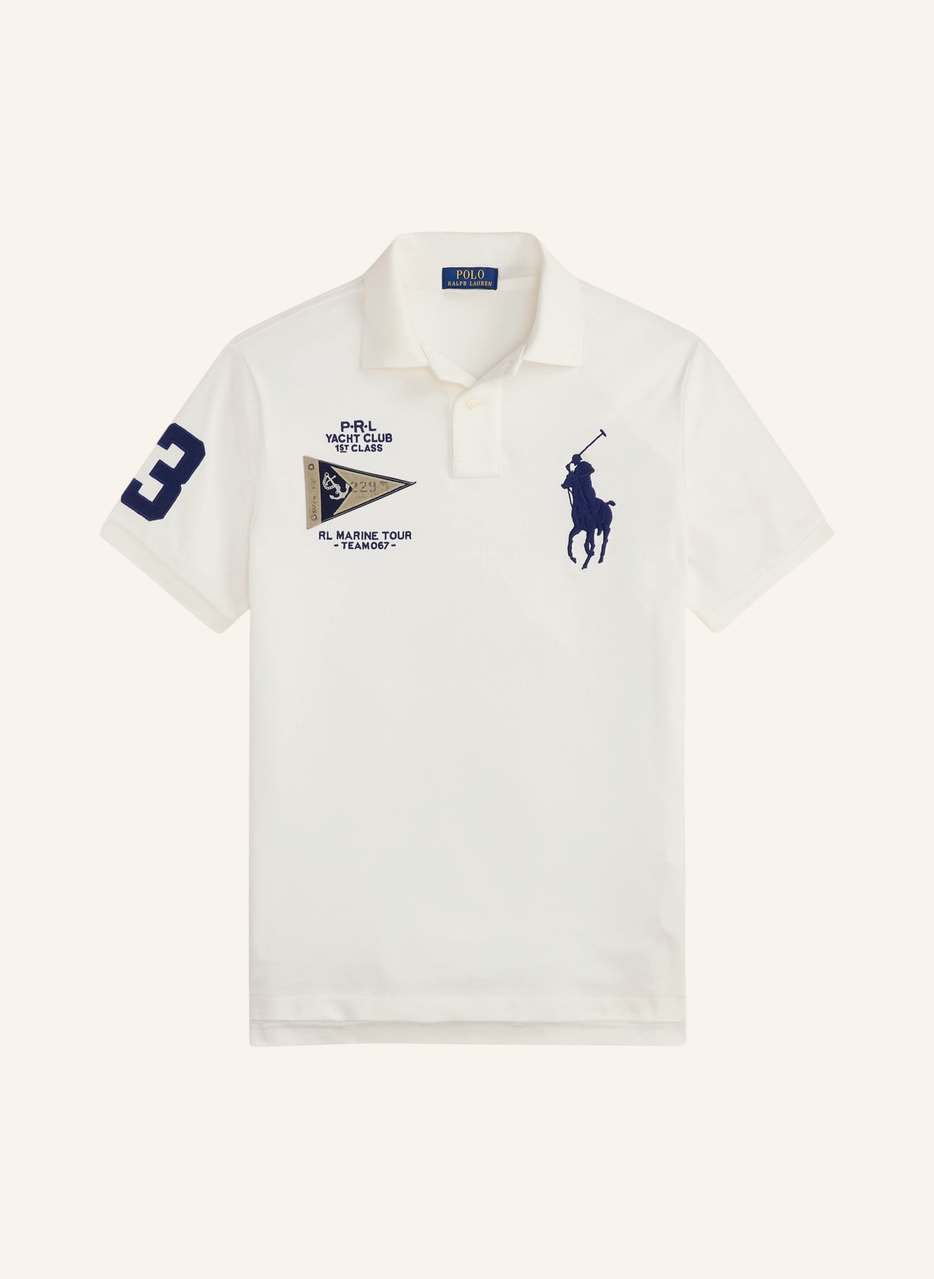 POLO RALPH LAUREN Polo en piqué: BLANC / CRÈME / BLEU FONCÉ