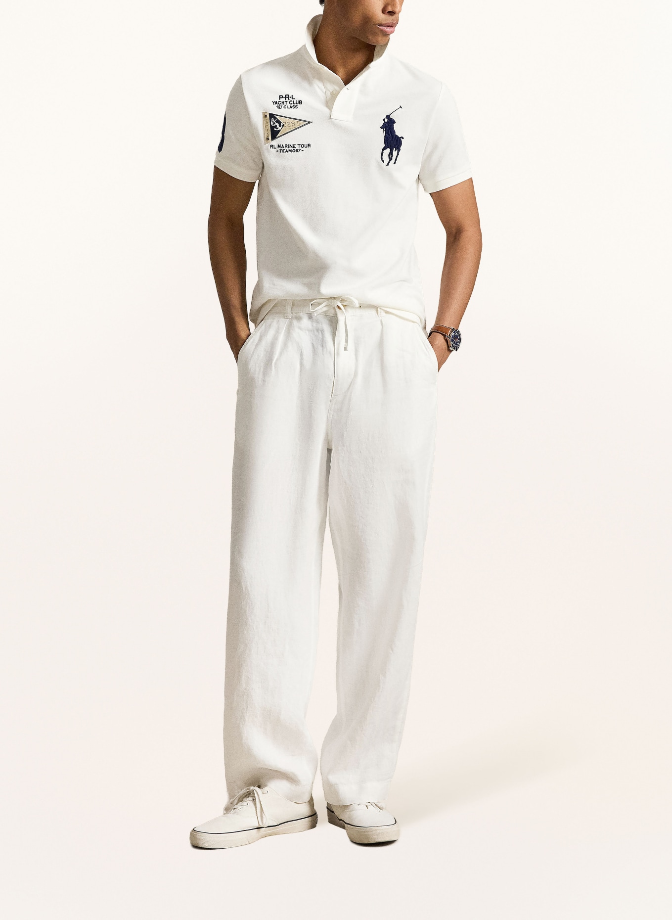 POLO RALPH LAUREN Polo en piqué: BLANC / CRÈME / BLEU FONCÉ